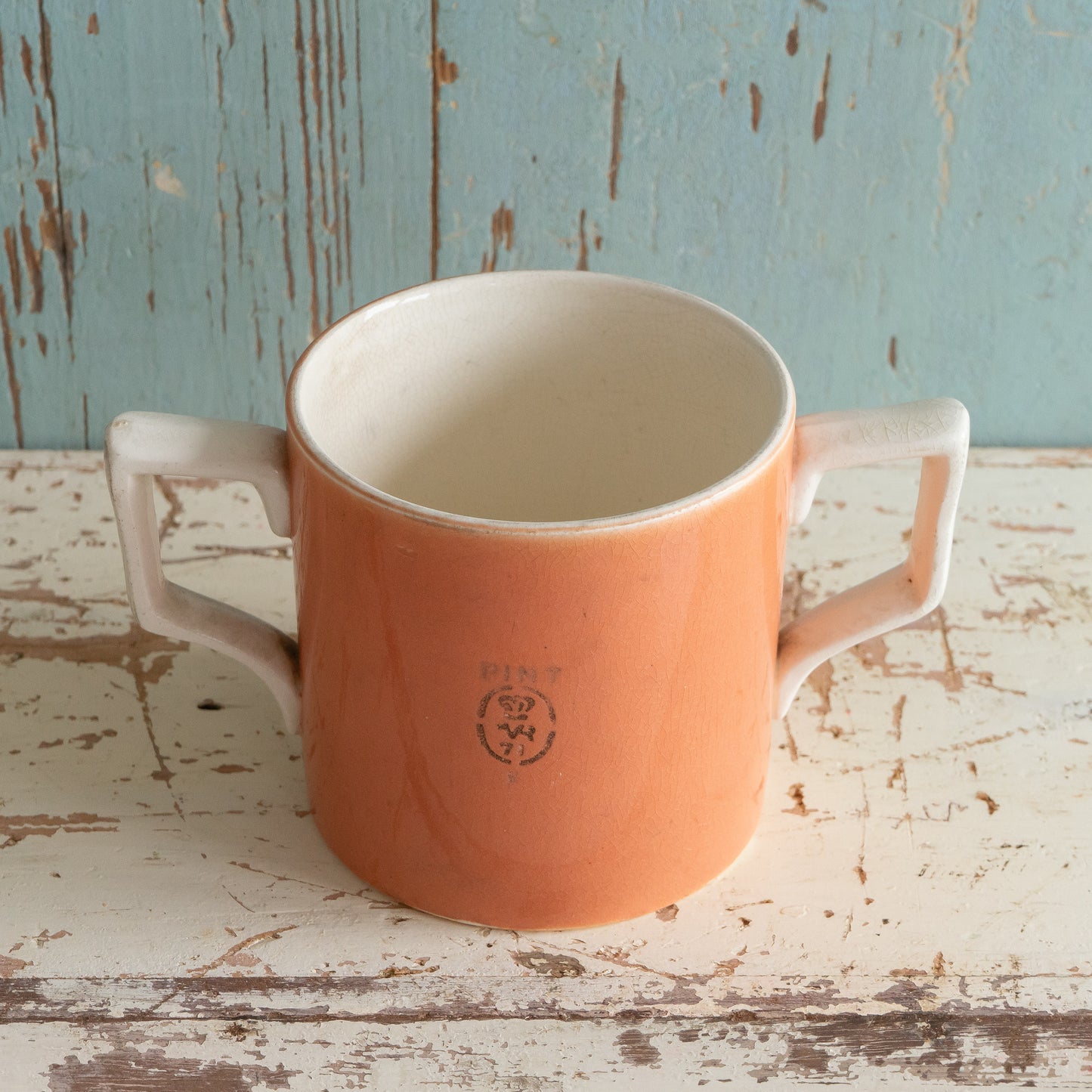 Antique Mocha Ware Pink Pint Mug