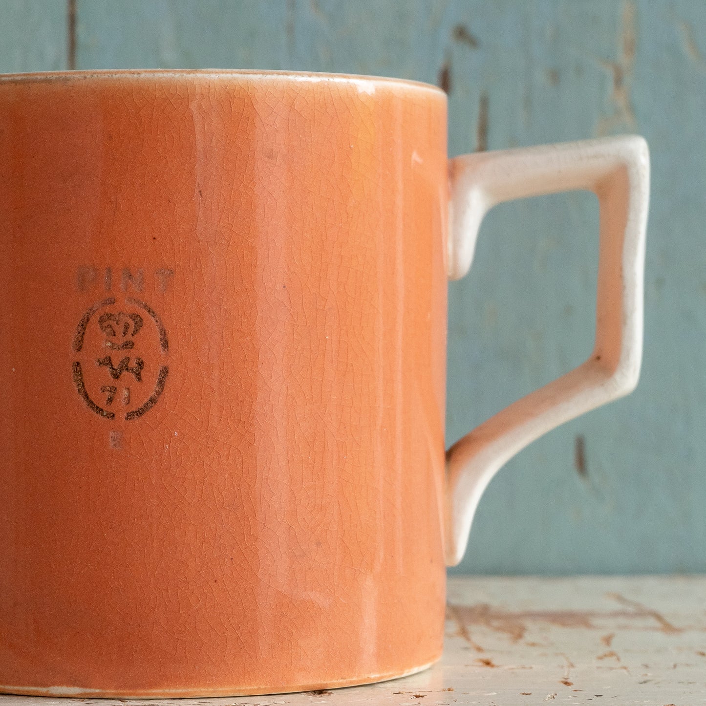 Antique Mocha Ware Pink Pint Mug