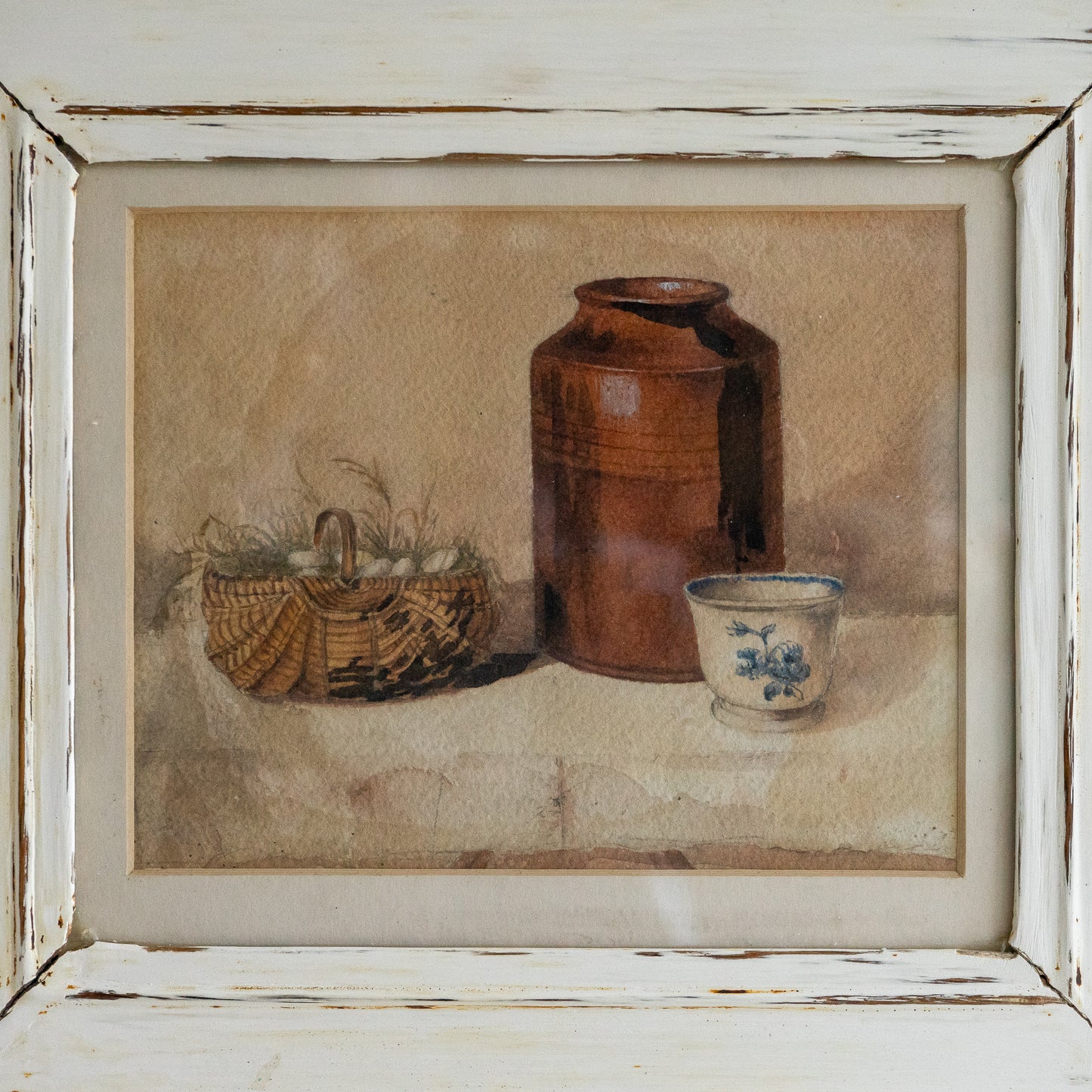 Framed Rustic Still Life Watercolour Painting