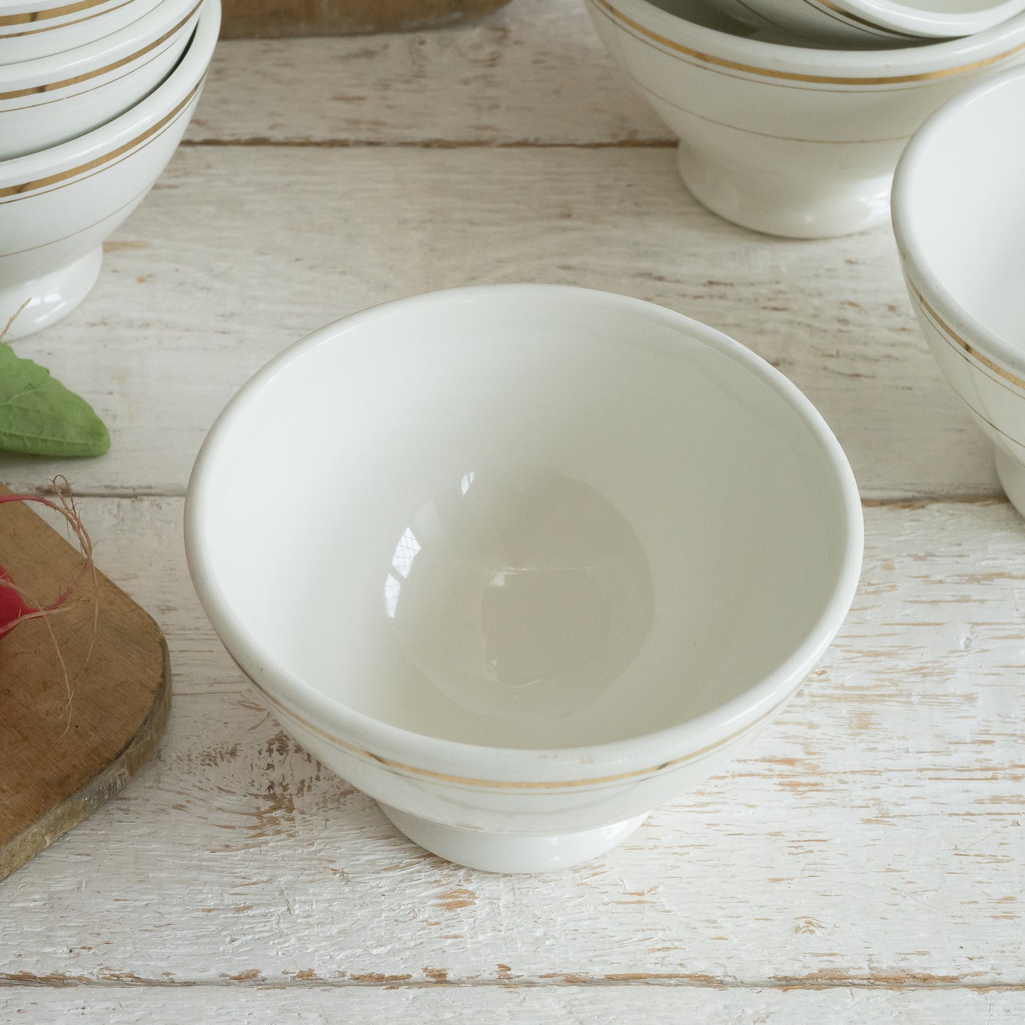 French White and Gold Cafe au Lait Bowl