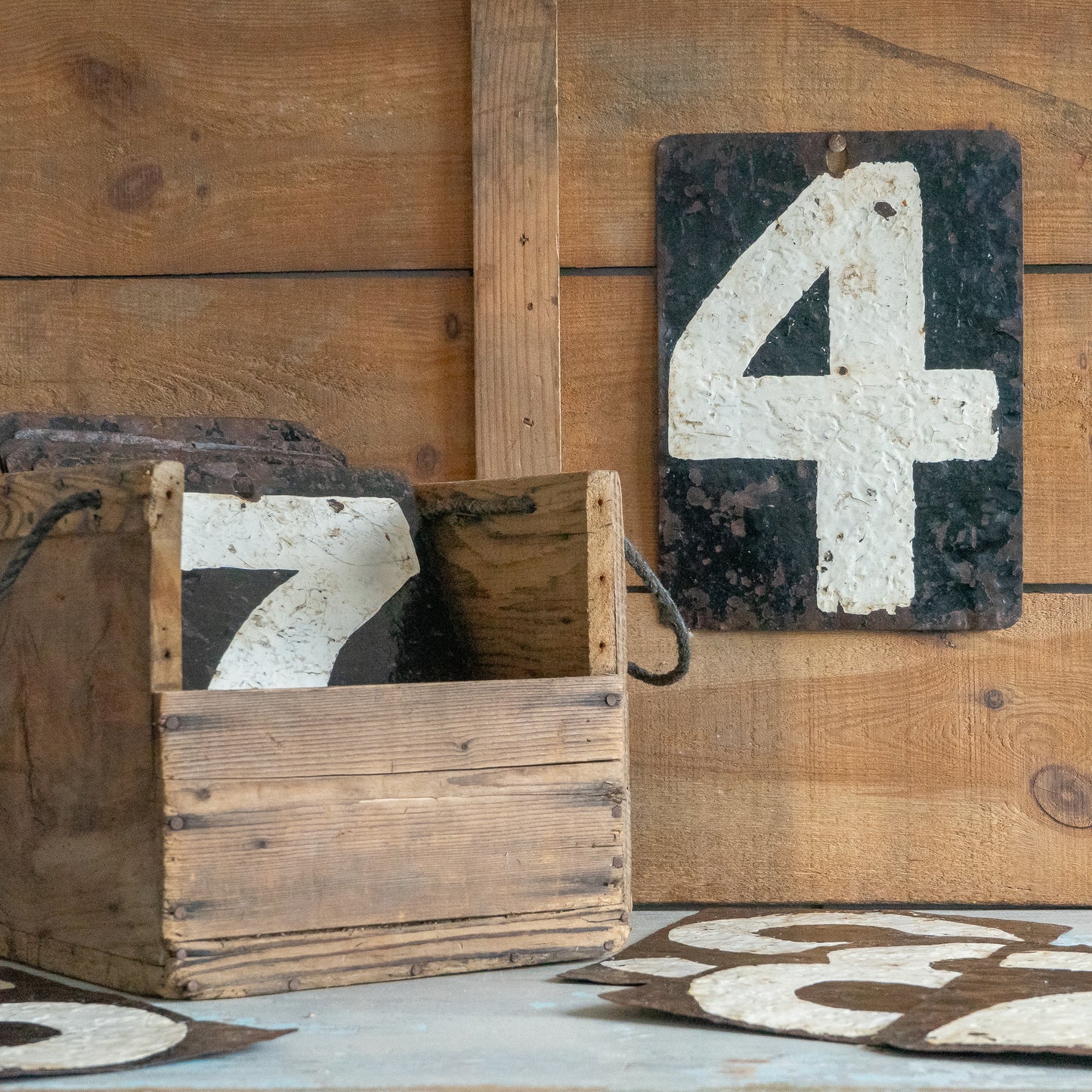 Rustic Hand Painted Double Sided Metal Scoreboard Numbers