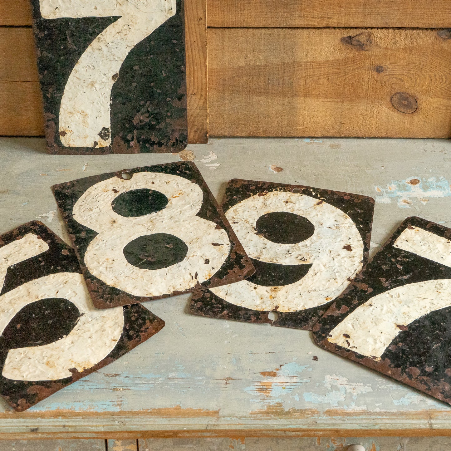 Rustic Hand Painted Double Sided Metal Scoreboard Numbers
