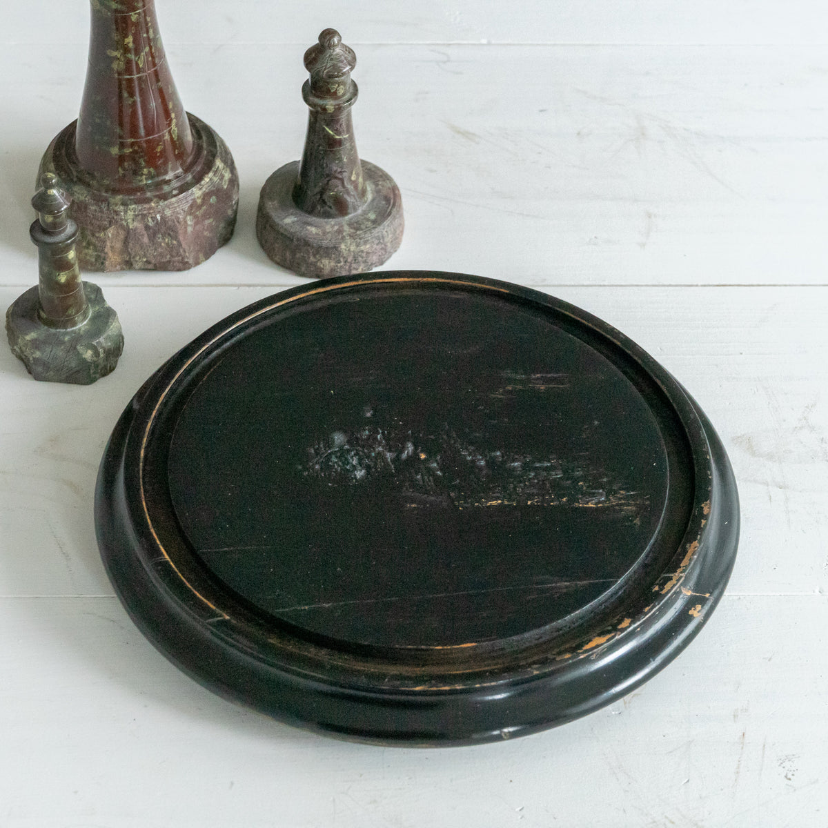 Small Ebonised Wooden Dome Base