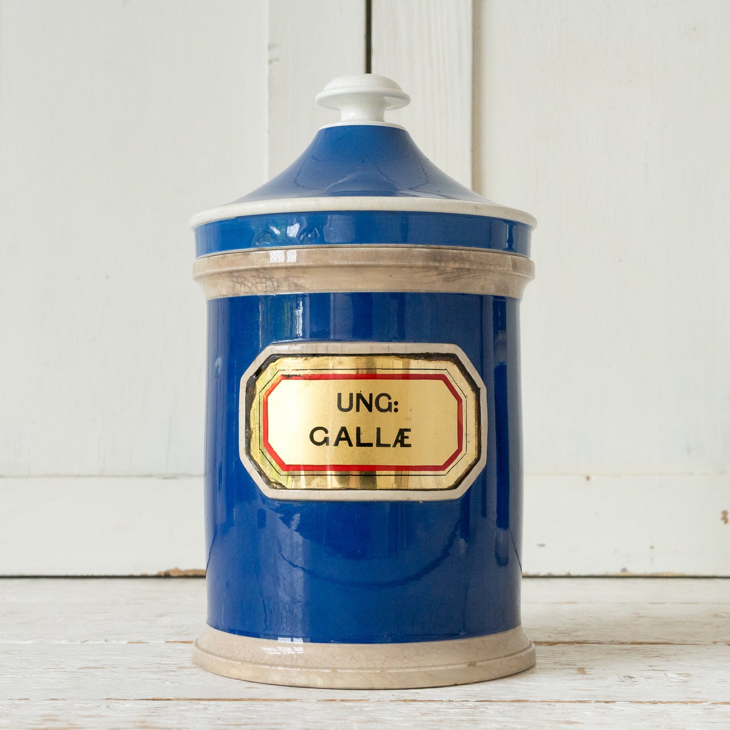 Antique Blue Ceramic Apothecary Jars