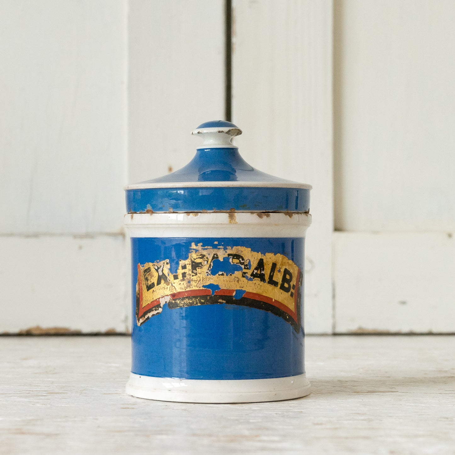 Antique Blue Ceramic Apothecary Jars