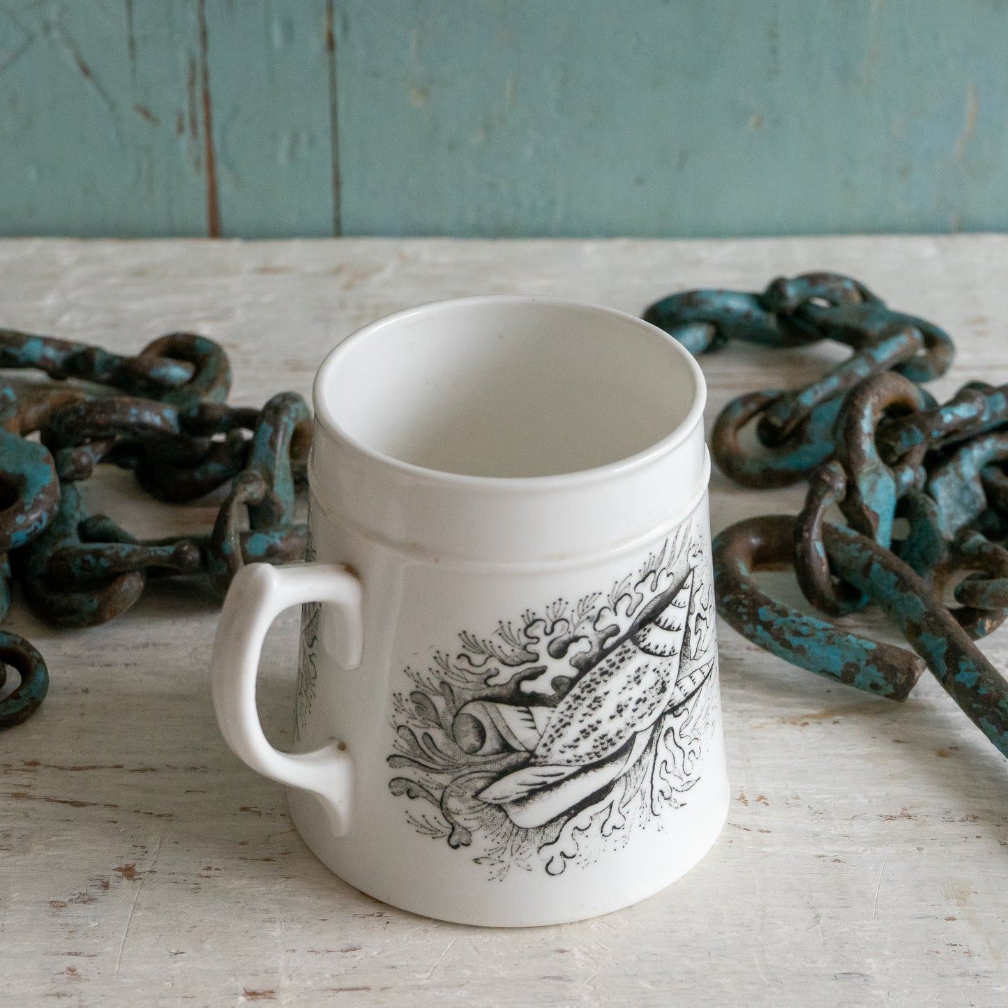 Antique Transferware Shell Mug