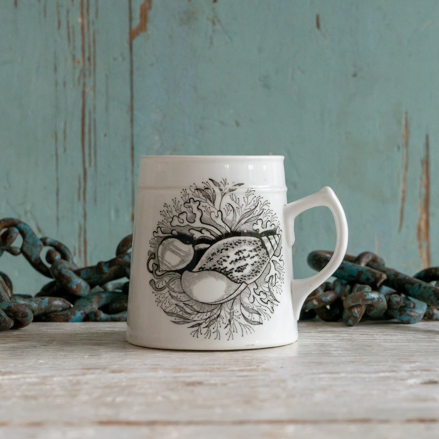 Antique Transferware Shell Mug