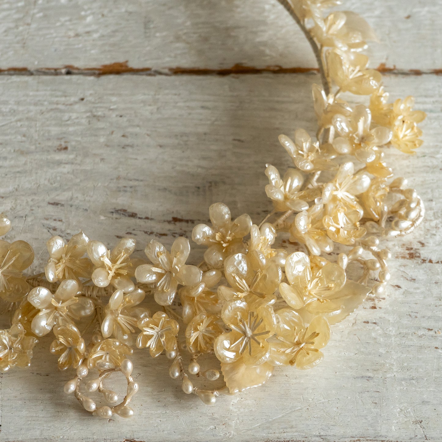 Vintage Wax Flower Bridal Headdress Crown