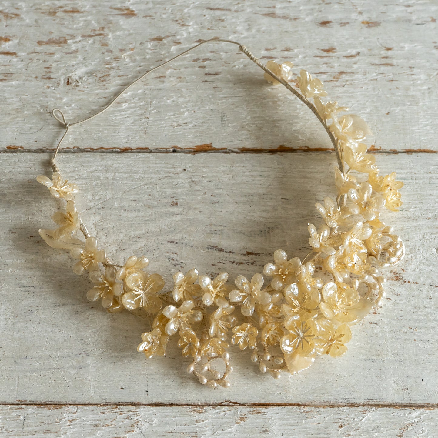 Vintage Wax Flower Bridal Headdress Crown