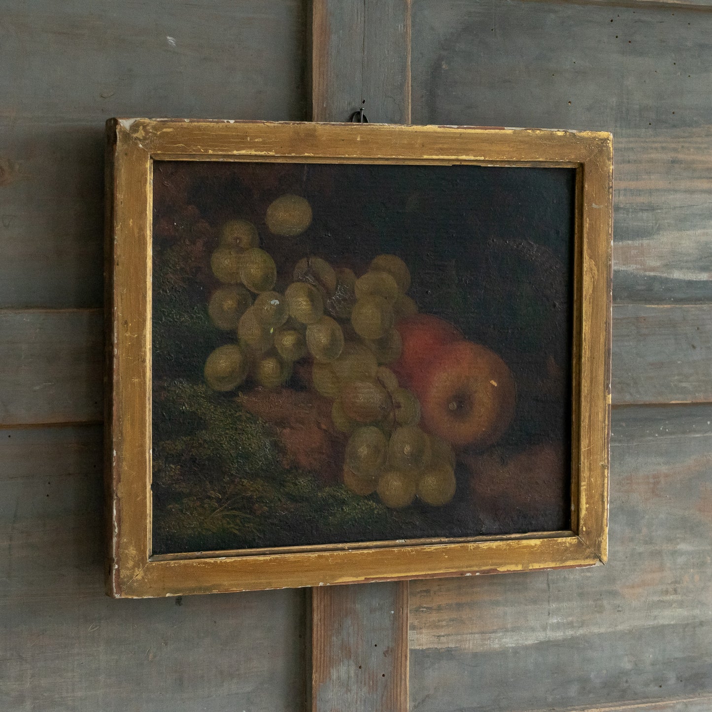Apples and Grapes Still Life Oil on Board painting