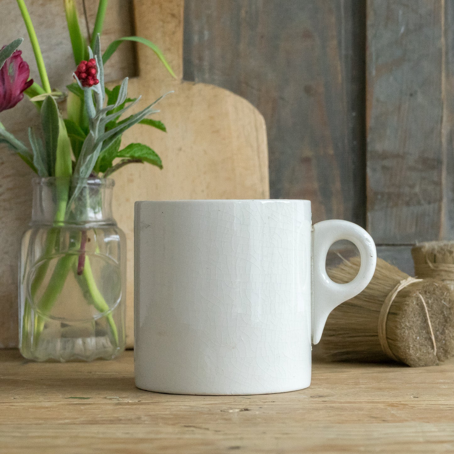 Big Vintage White China Mug