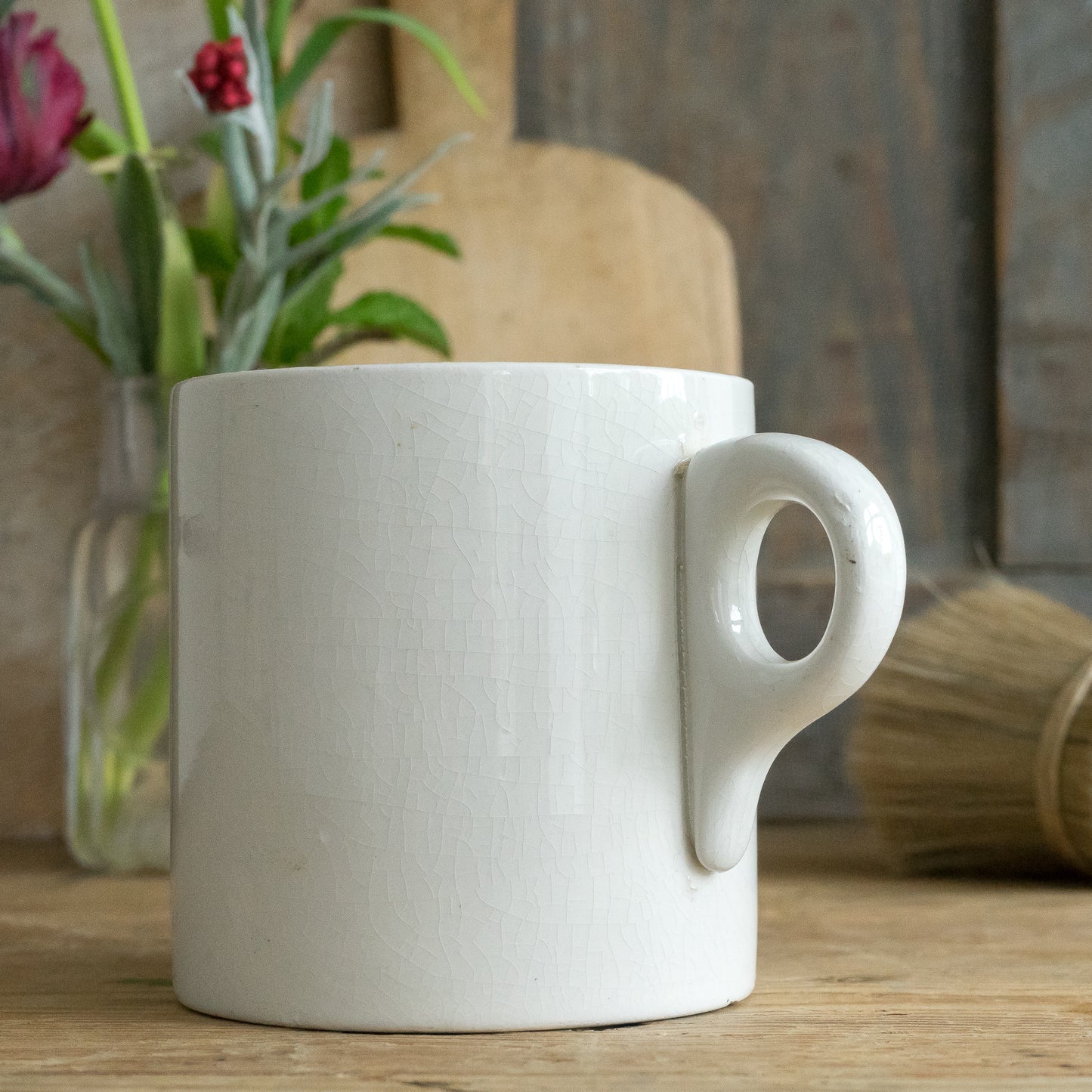 Big Vintage White China Mug