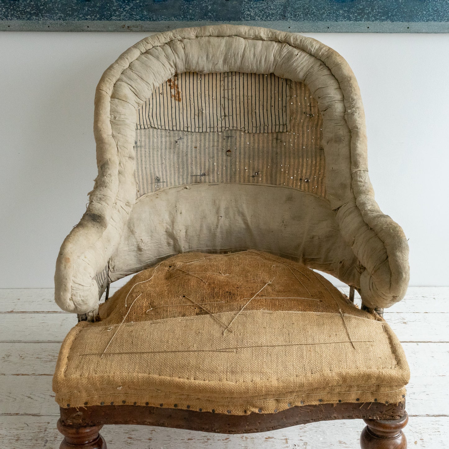 Antique Deconstructed Iron Back Armchair