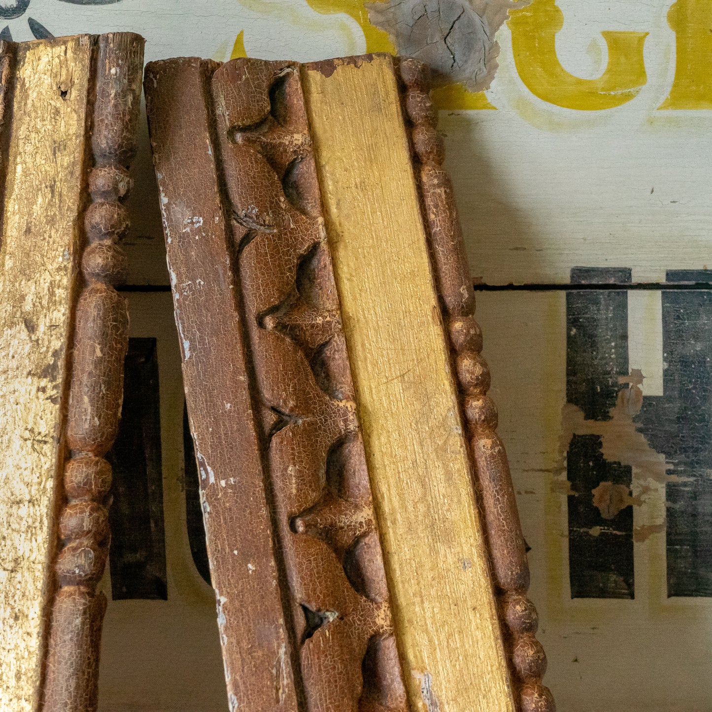 Decorative Antique wooden Architrave Fragment