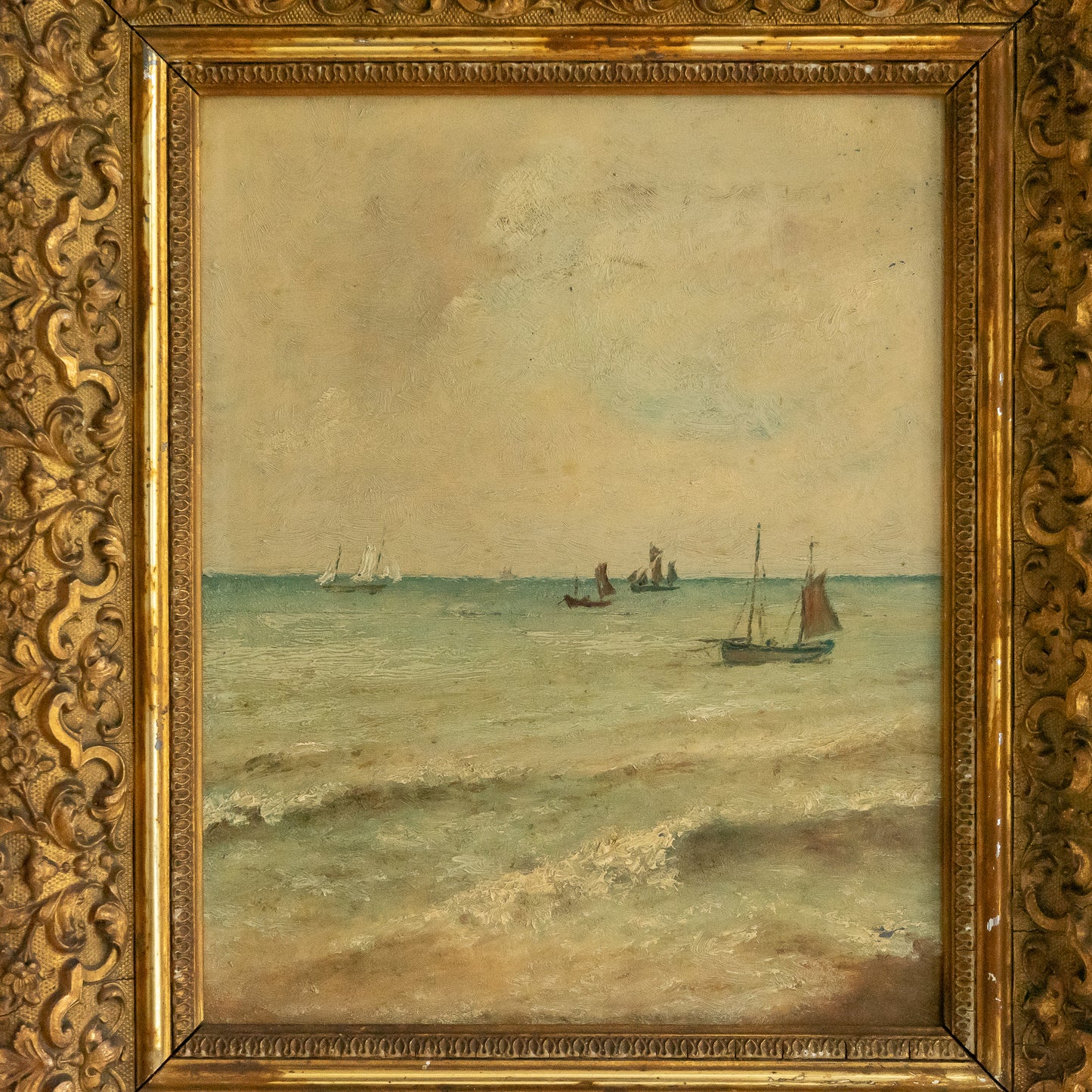 Decorative Framed Oil Painting of a Seascape