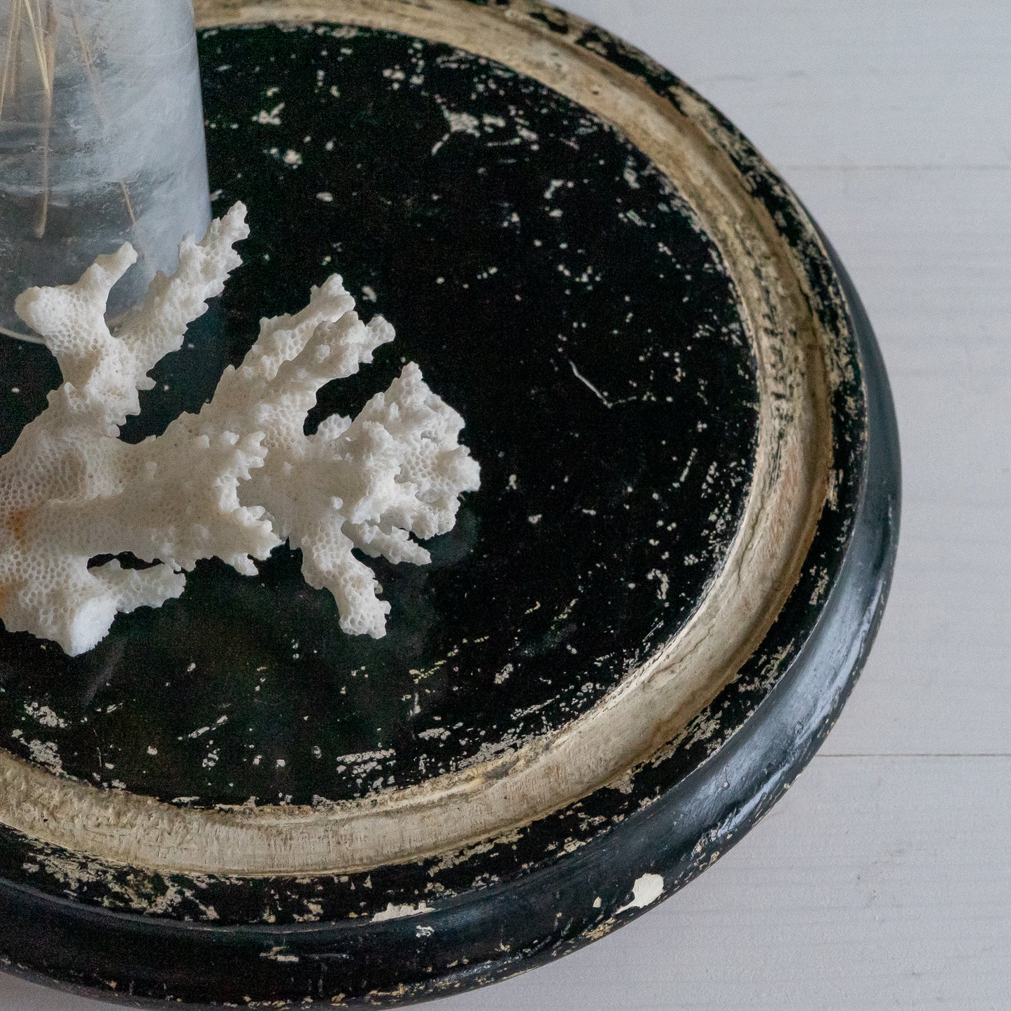 Ebonised Round Wooden Dome Base