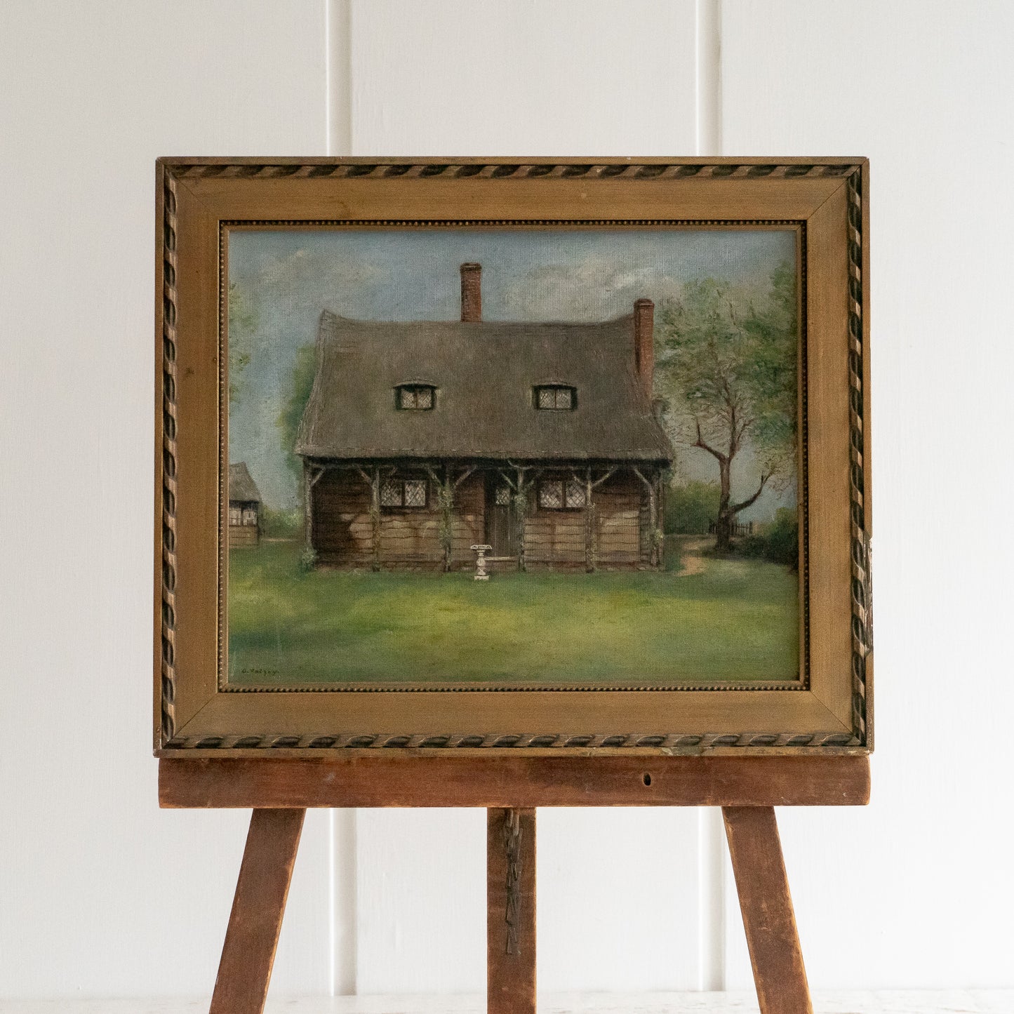 Framed Oil Painting of a Cottage