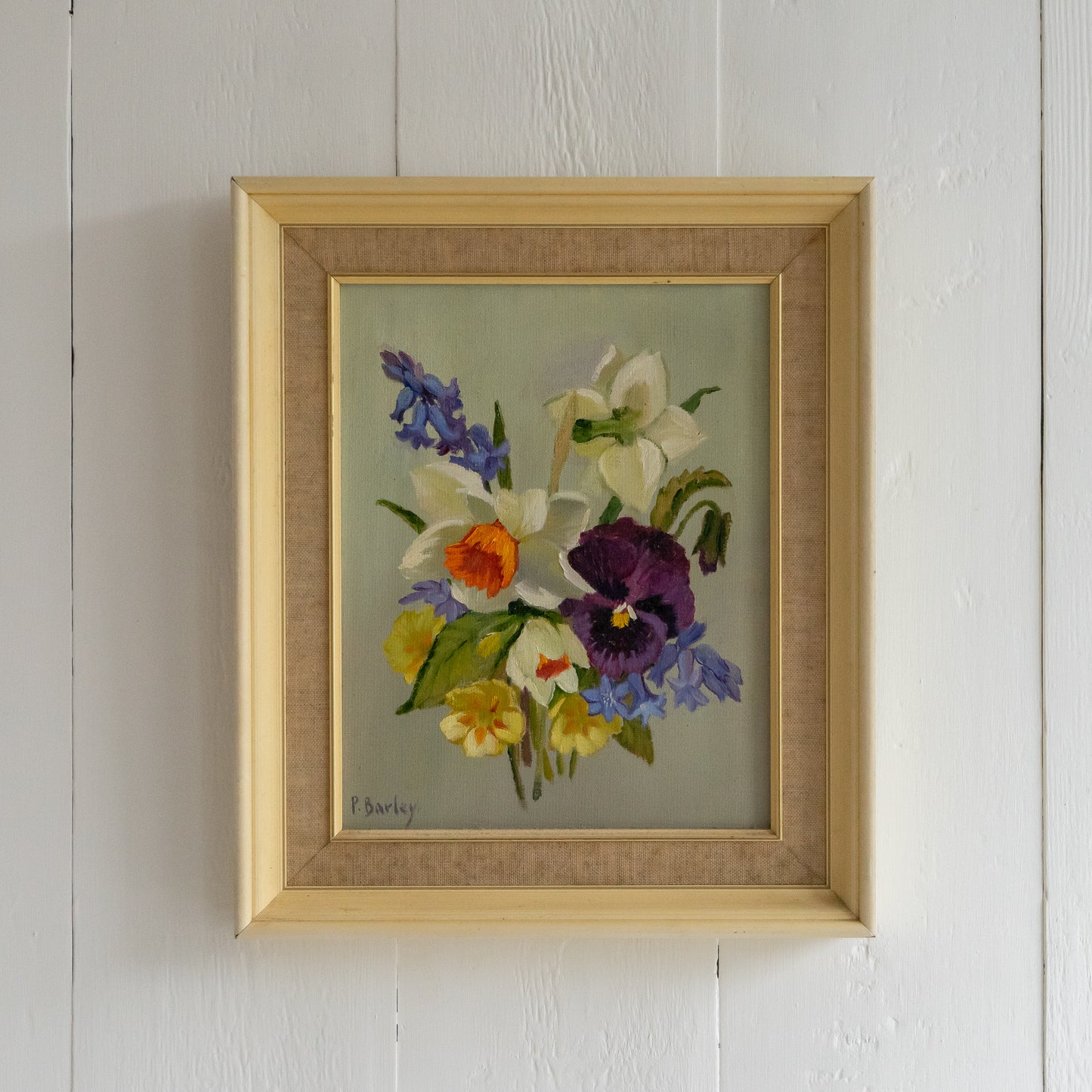 Framed Oil Painting of Spring Flowers