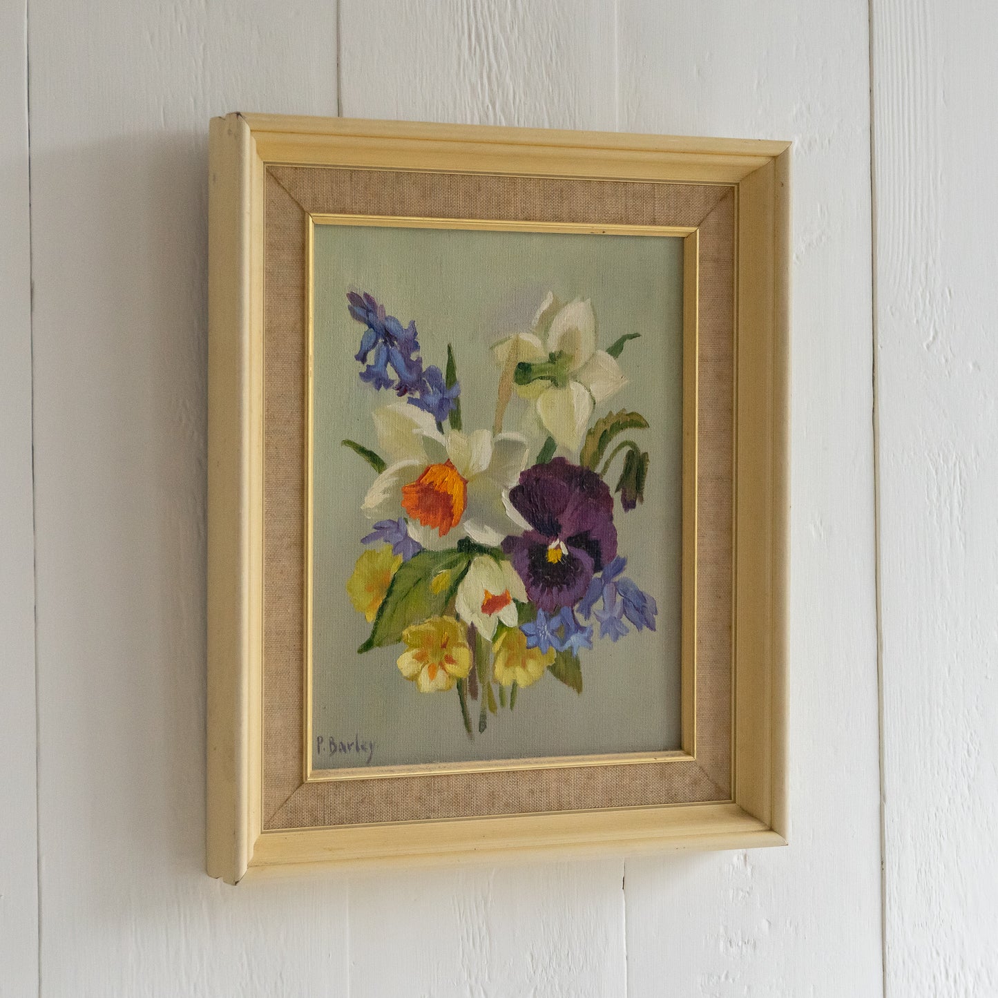 Framed Oil Painting of Spring Flowers