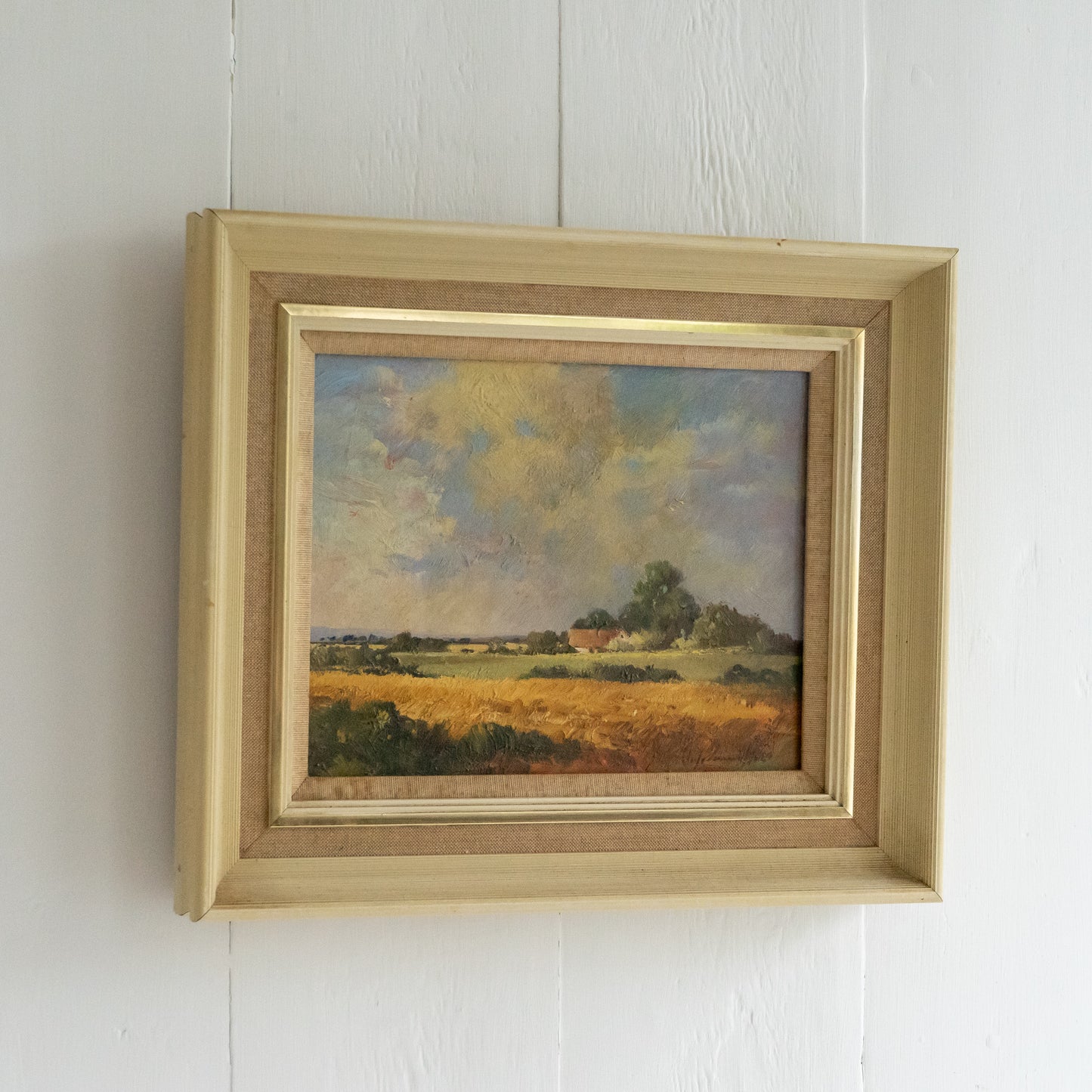 Framed Rural Scene Oil on Board Painting