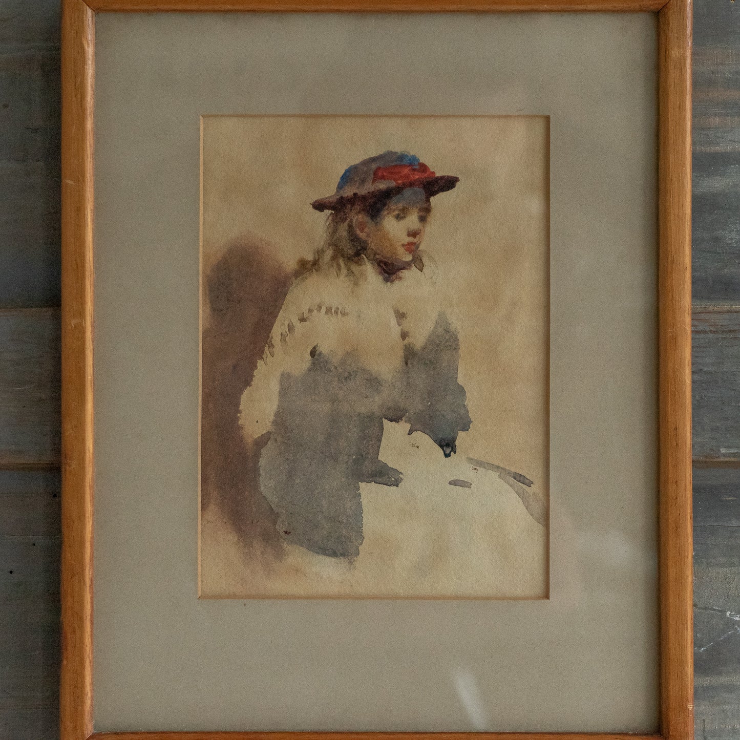 Framed Watercolour of a Little Girl