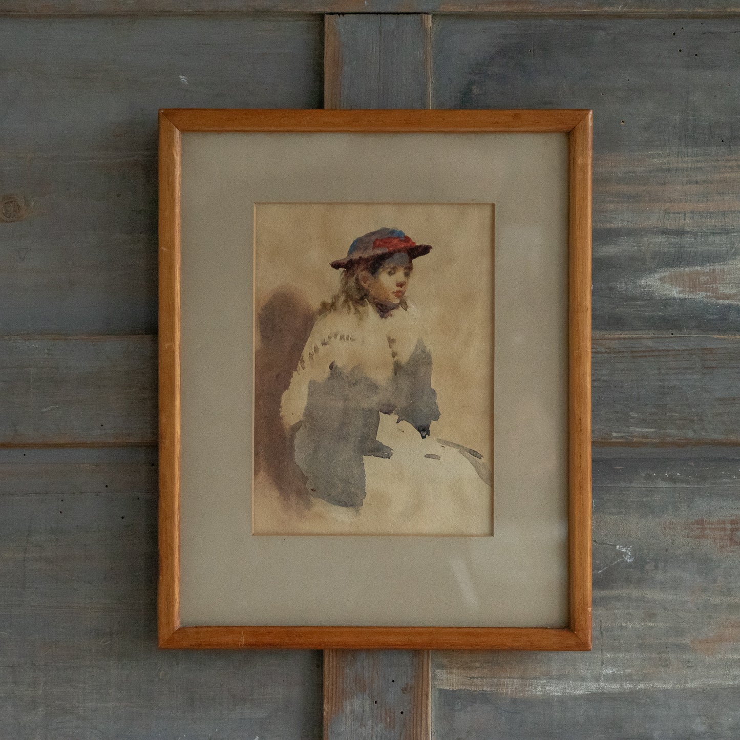 Framed Watercolour of a Little Girl