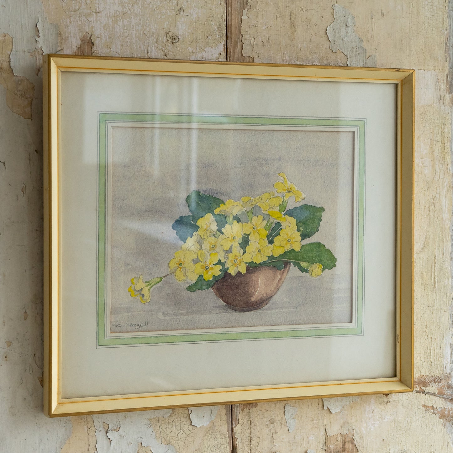 Framed Watercolour Painting of Primroses
