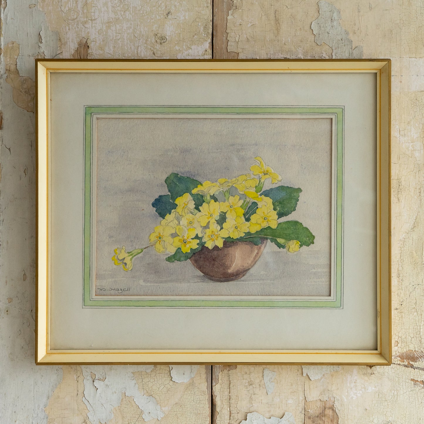 Framed Watercolour Painting of Primroses