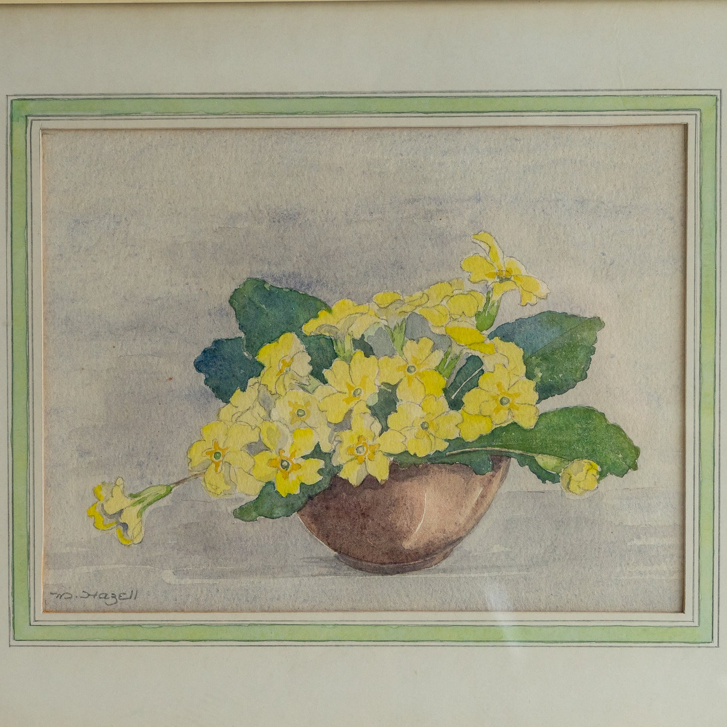 Framed Watercolour Painting of Primroses