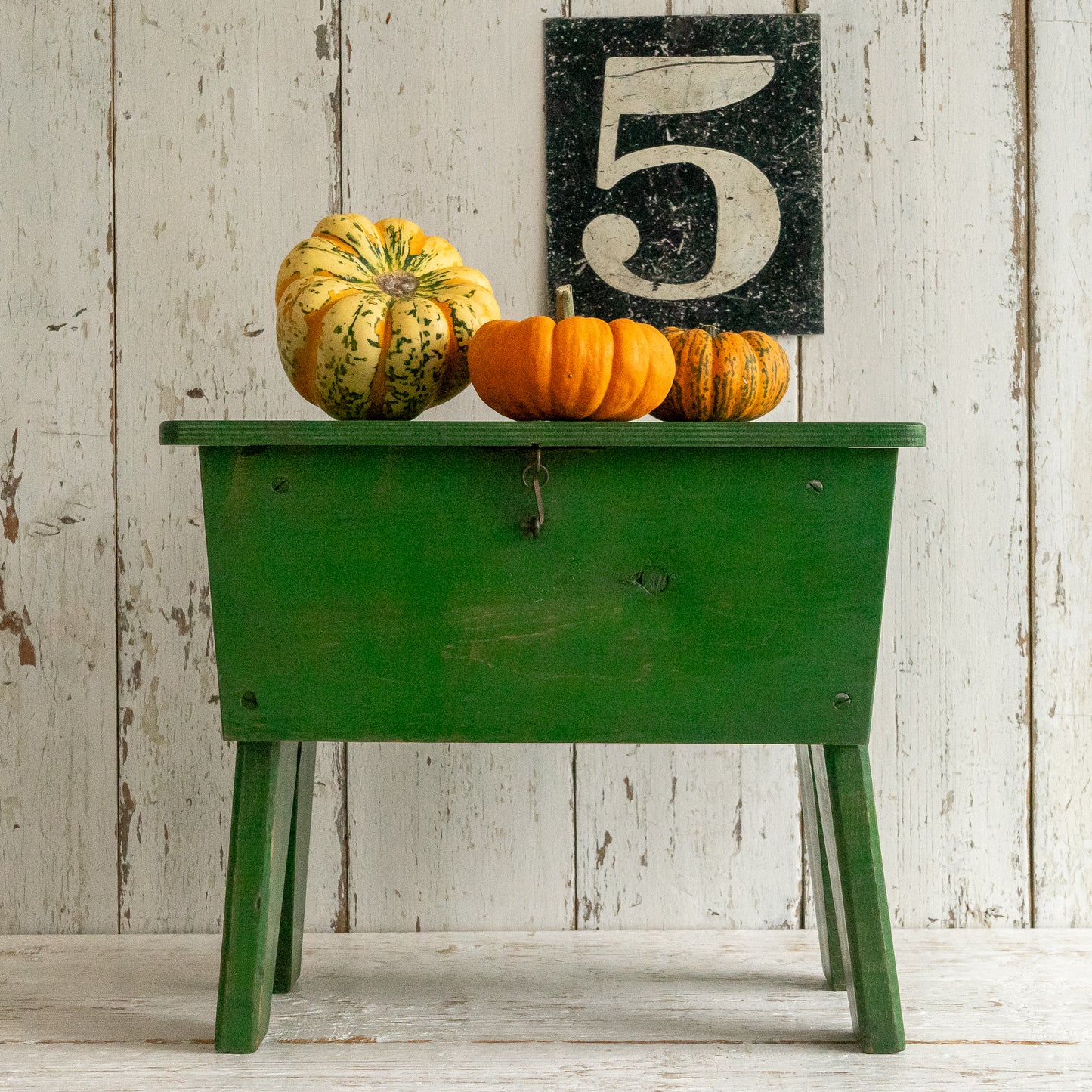 Green Painted Flip Top Stool