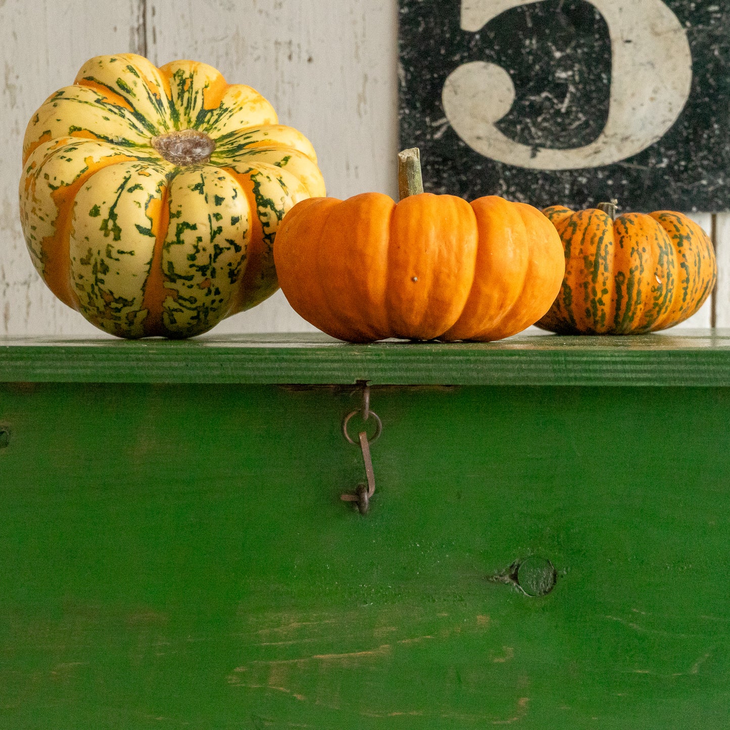 Green Painted Flip Top Stool