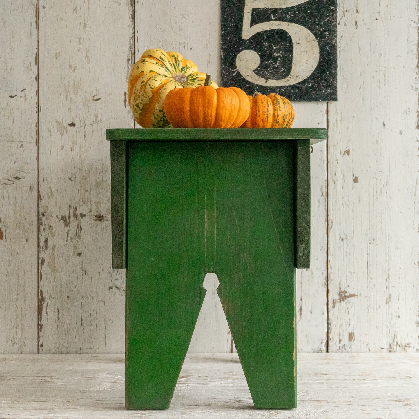 Green Painted Flip Top Stool