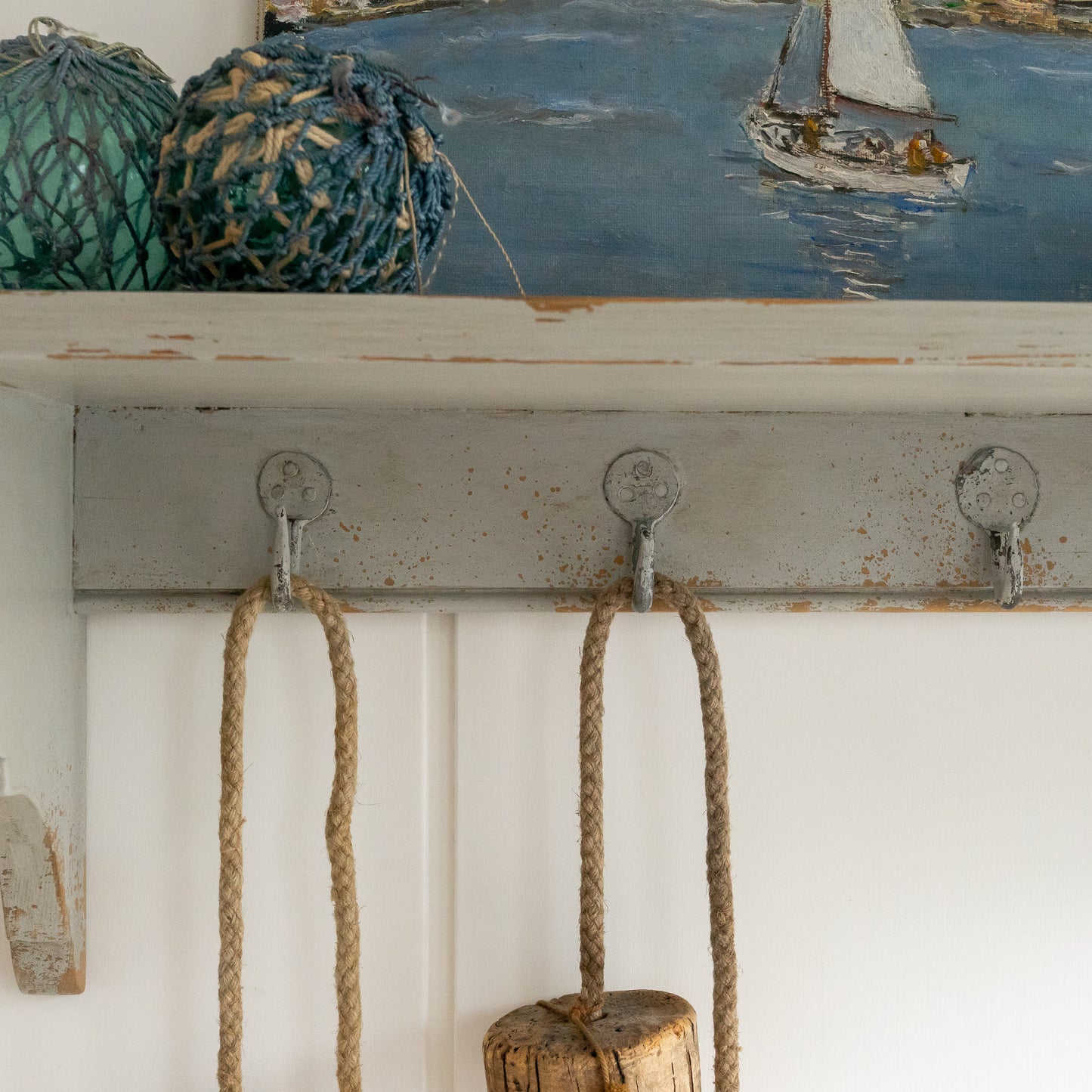 Grey Painted French Game Shelf