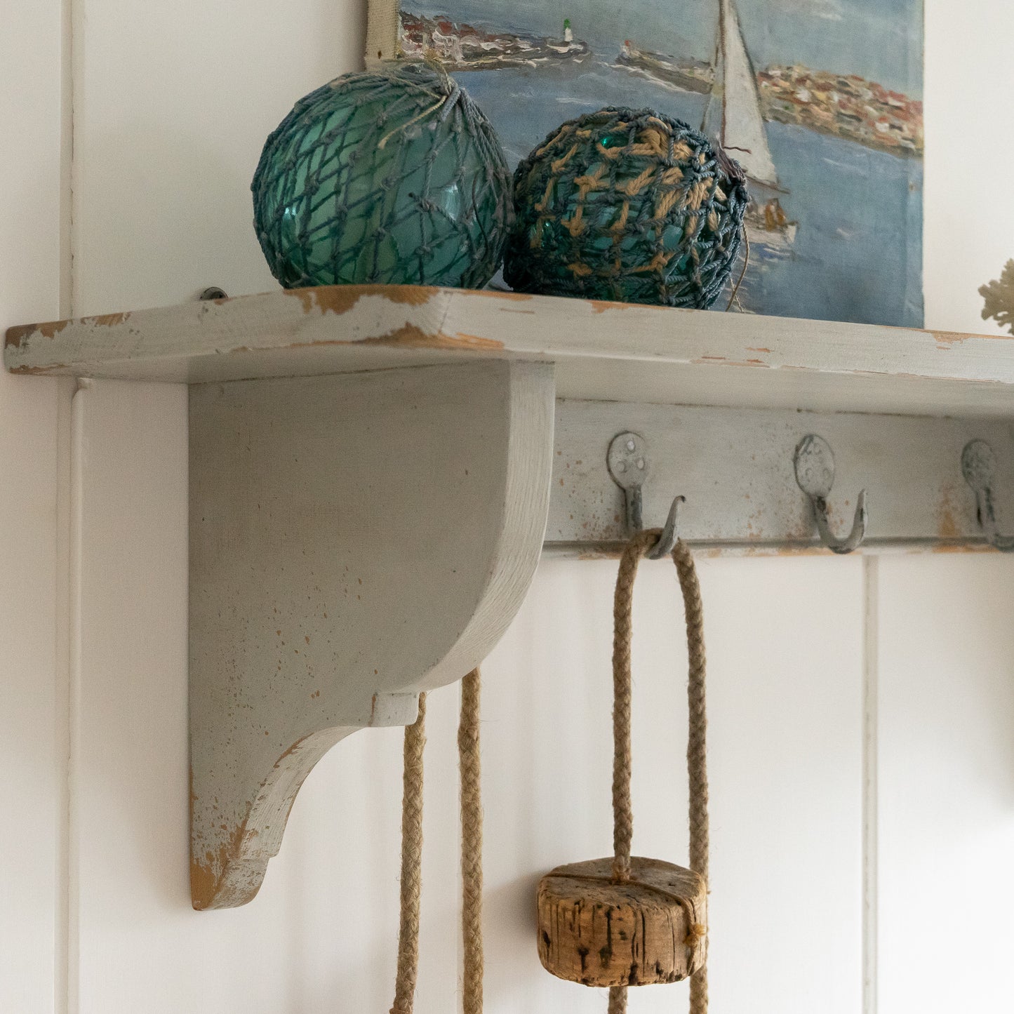 Grey Painted French Game Shelf