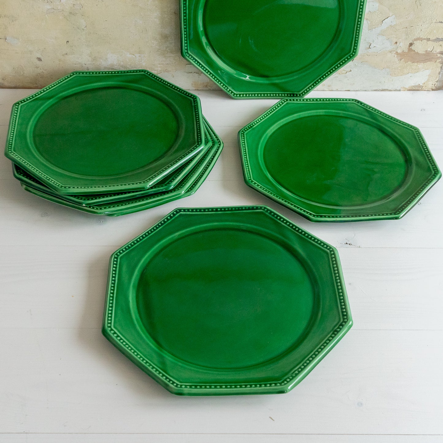 Large Octangle Bright Green French Plate