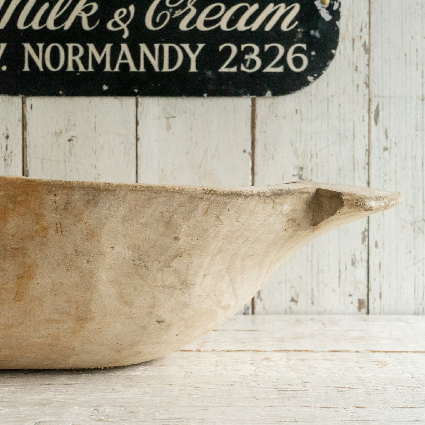 Large Rustic Hand Carved Dough Bowl