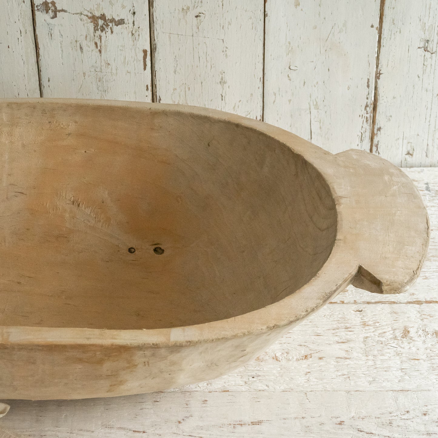 Large Rustic Hand Carved Dough Bowl
