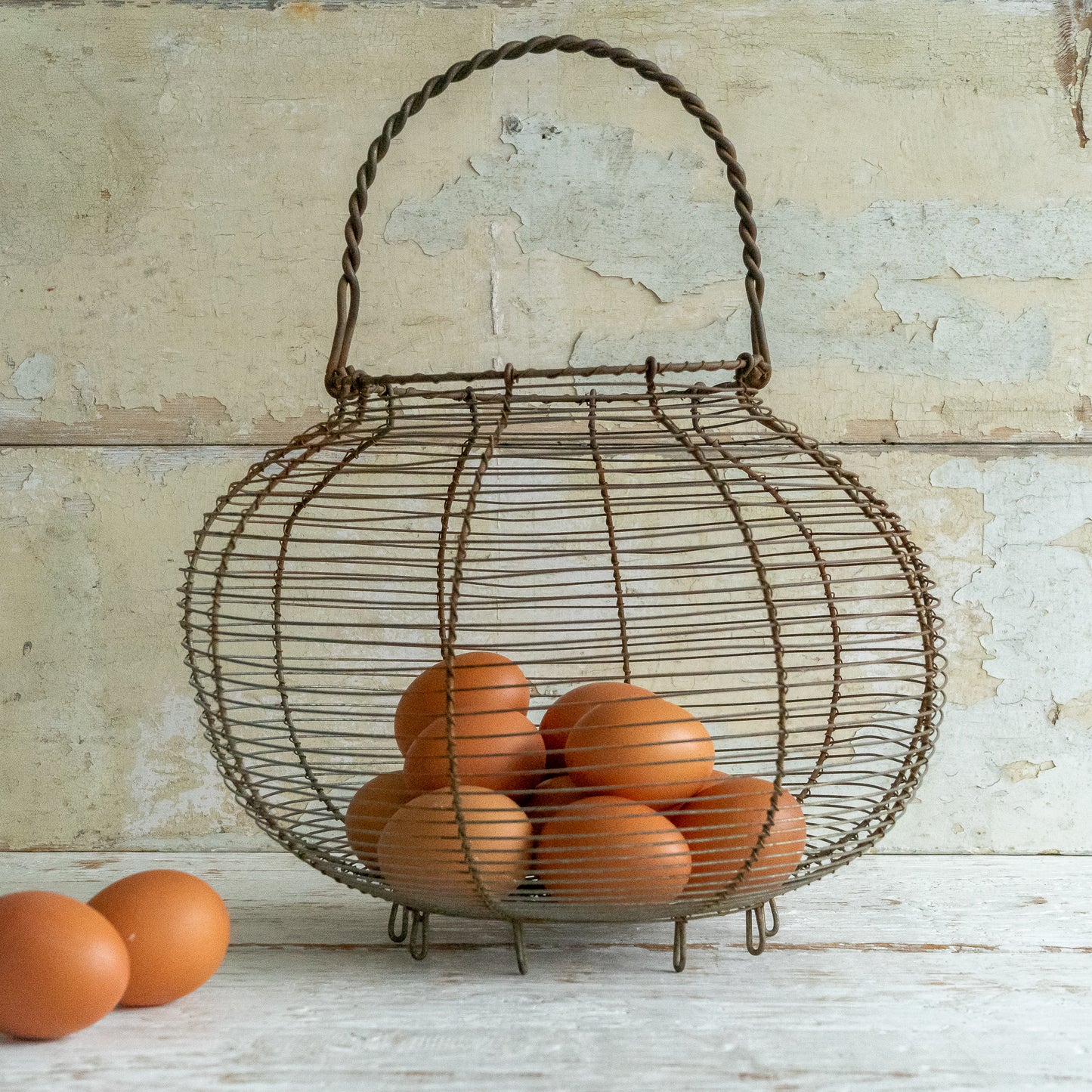 Large Rustic Wire Egg Basket