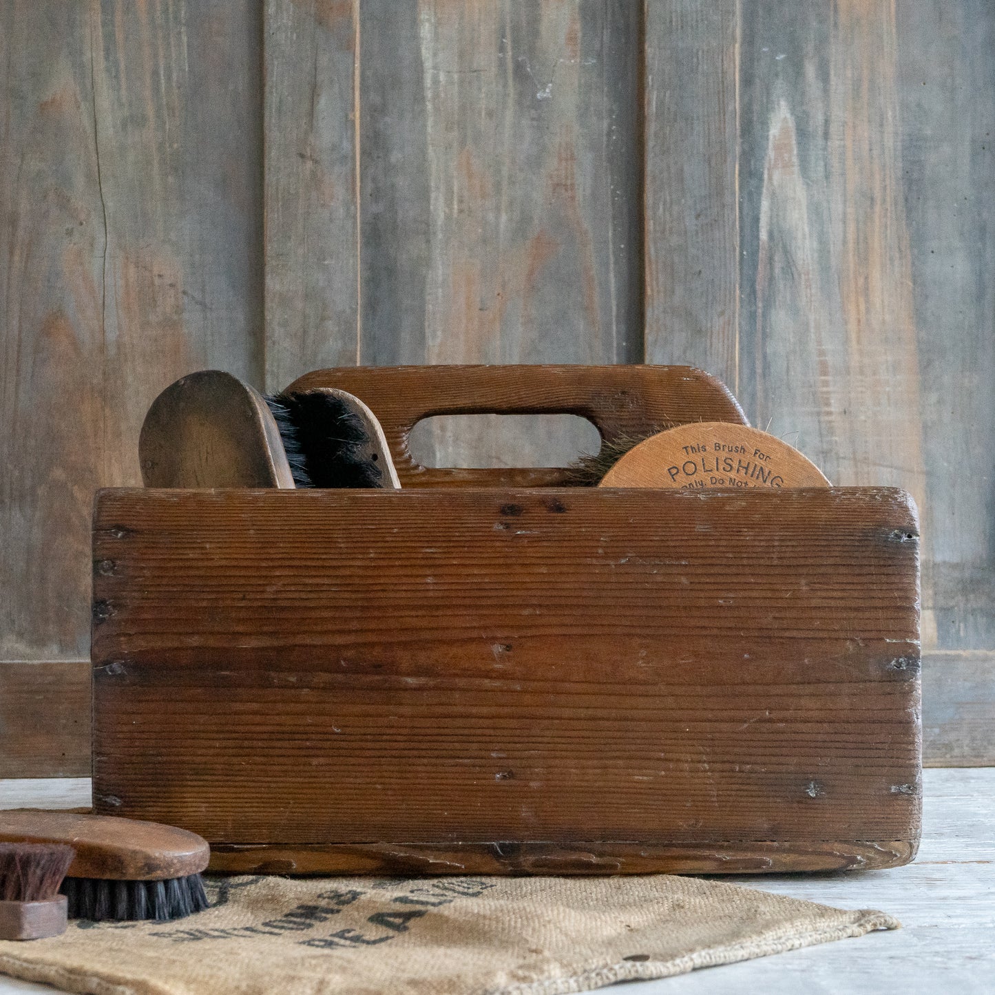 Large Rustic Wooden Trug Caddy