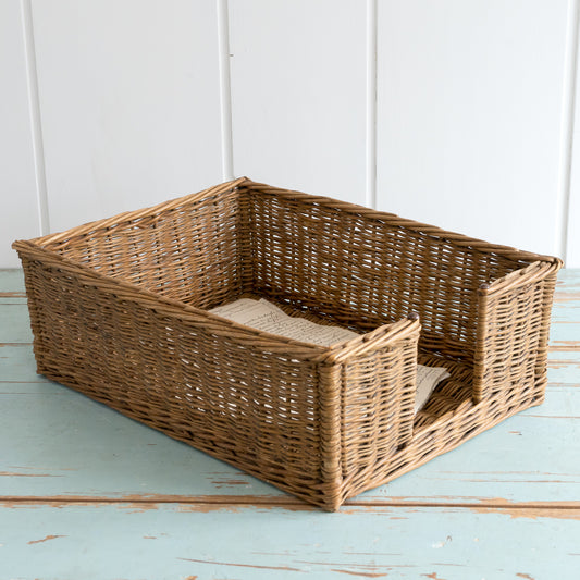 Large Vintage Wicker Letter Tray