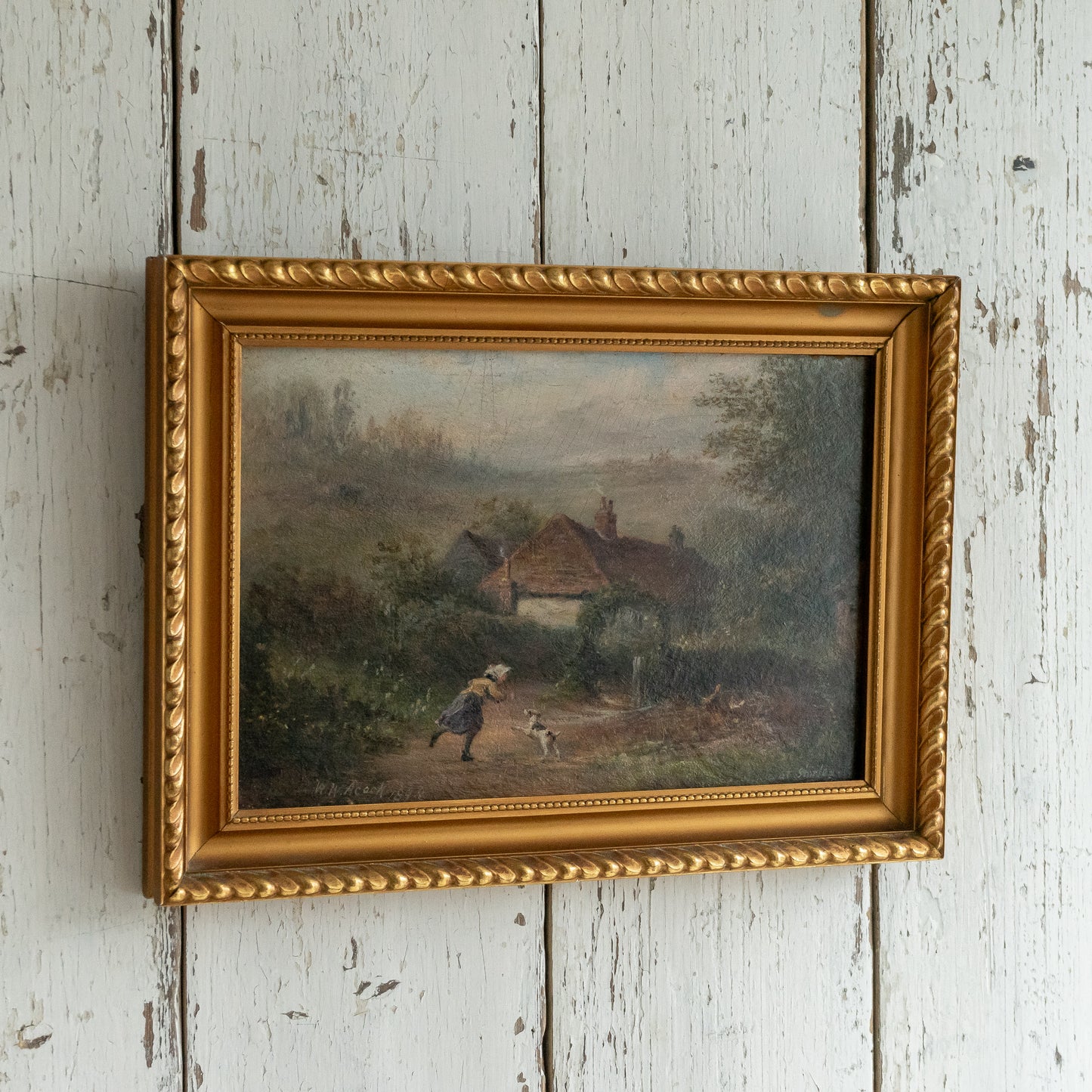 Little Girl and her Dog Oil Painting