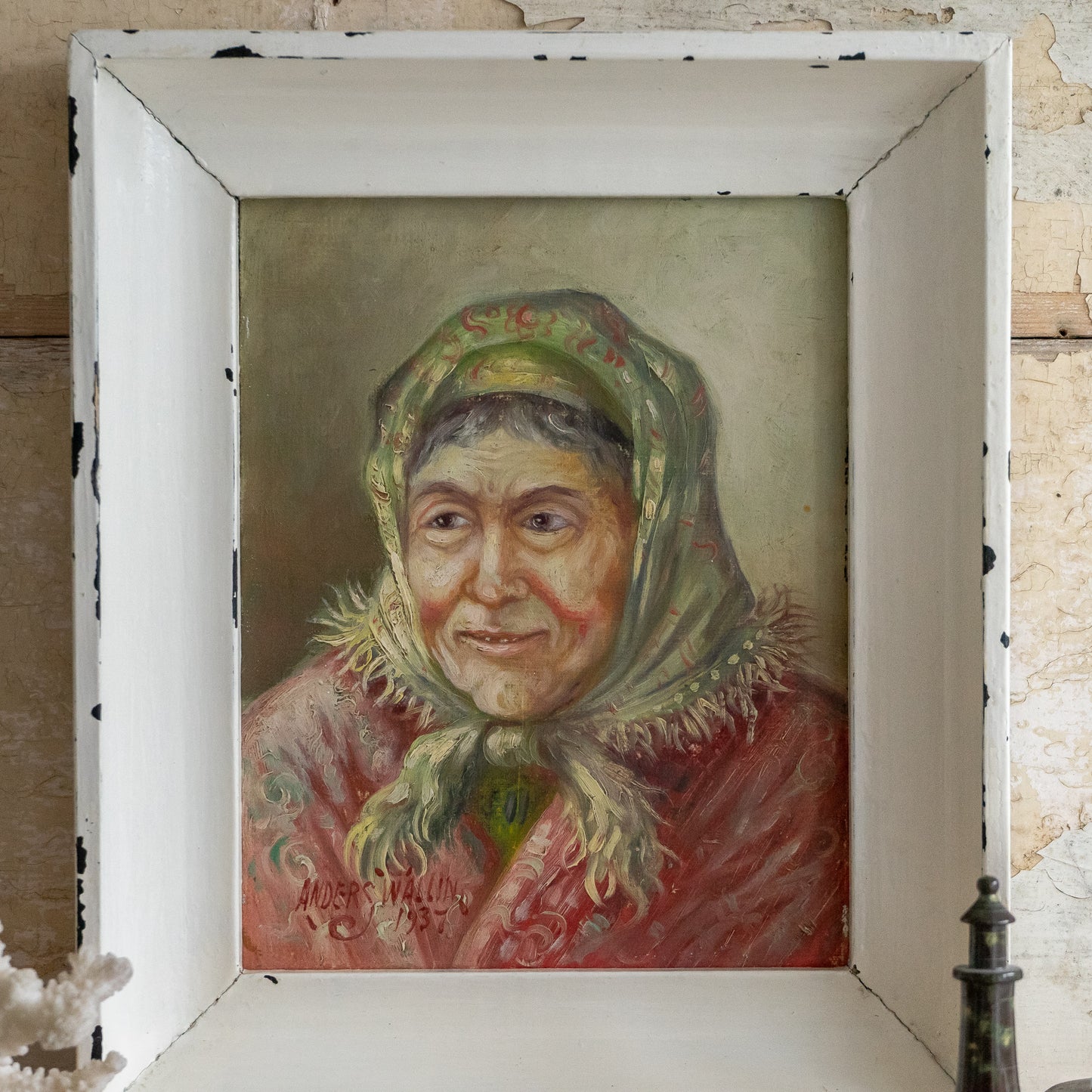 Oil on Board Painting of a lady in a headscarf