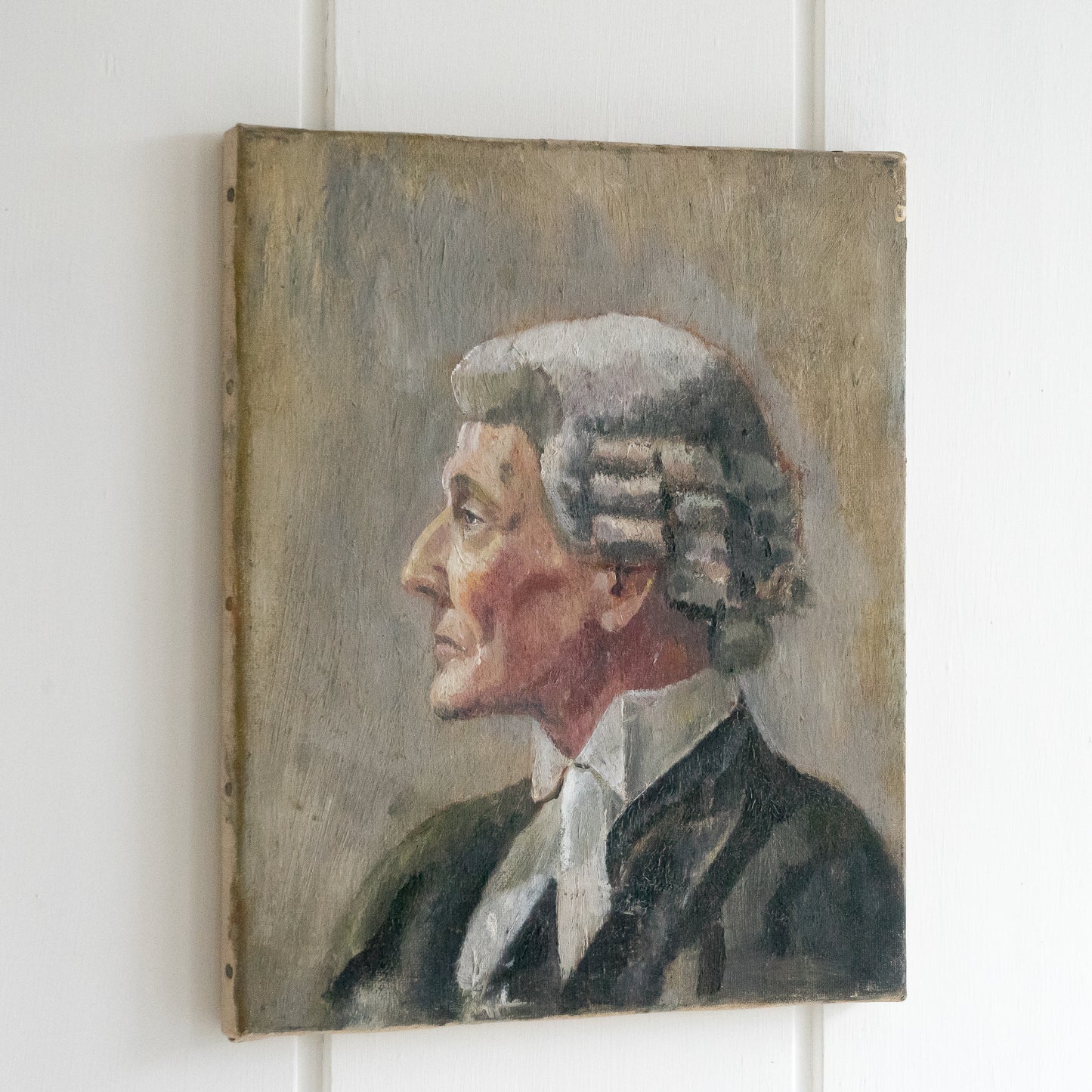 Oil Painting of a Barrister Wearing a Wig and Gown