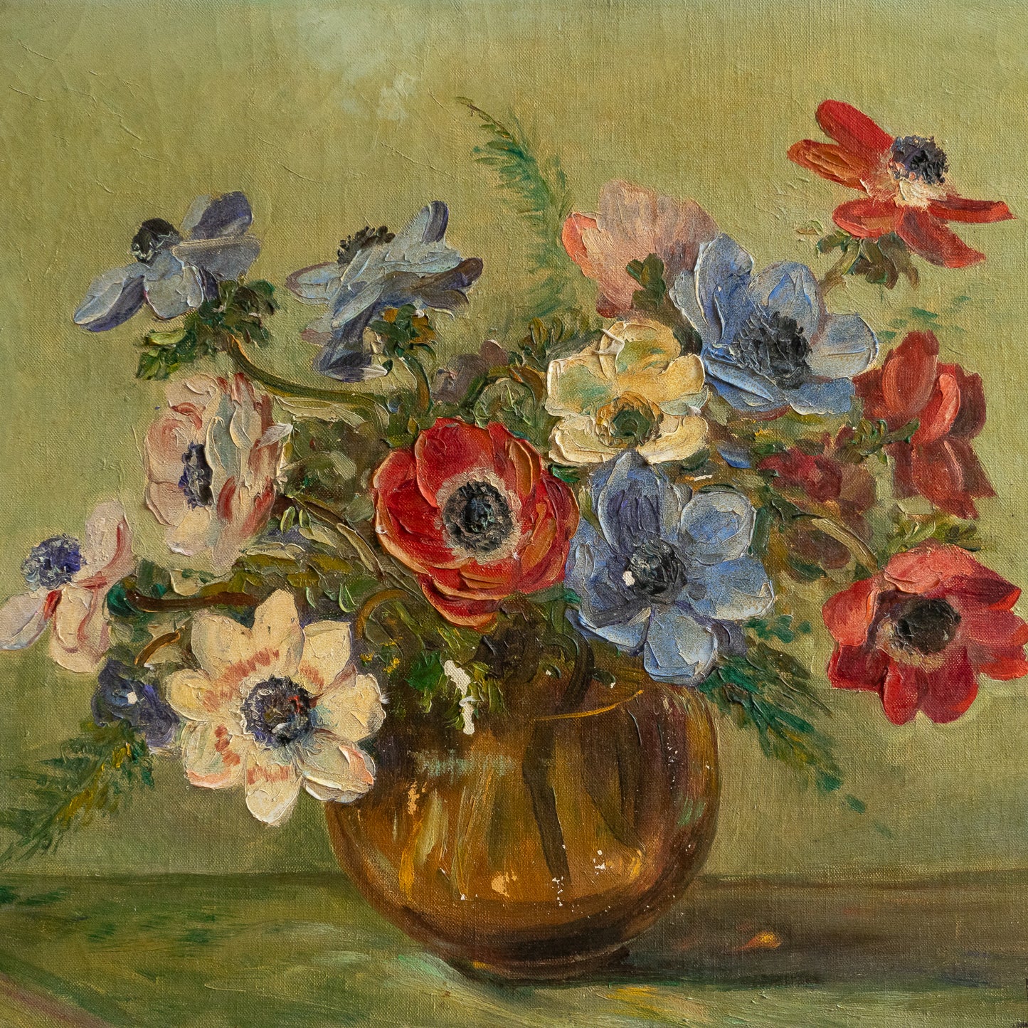 Oil Painting of a Vase full of Anemone