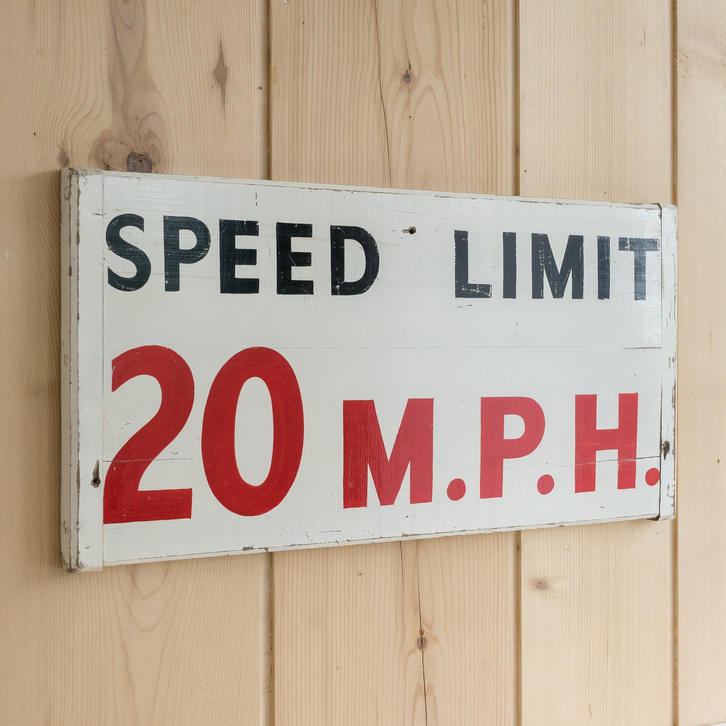 Original Hand Painted wooden Speed Sign