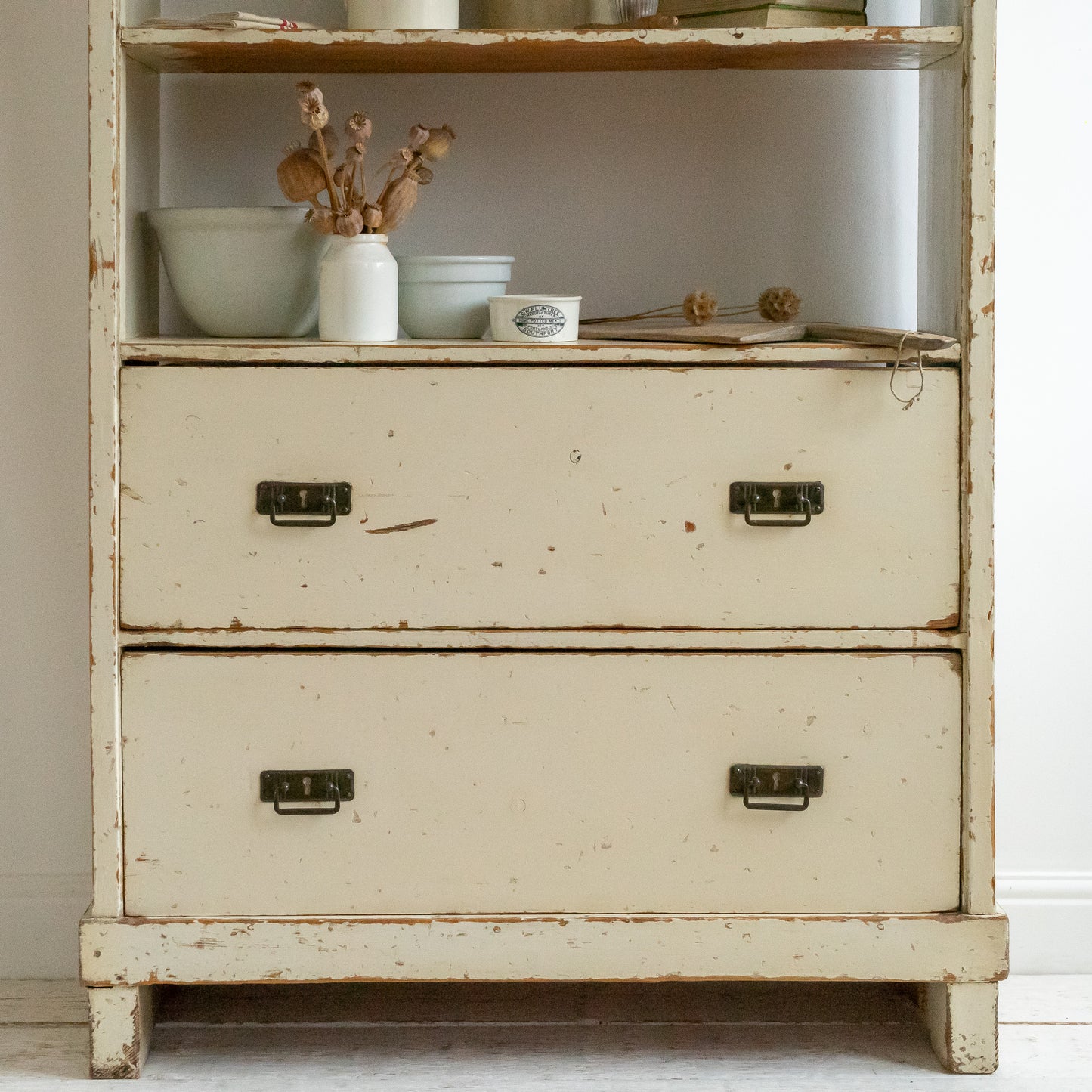 Original Painted Floor Standing Shelf and Drawer Unit