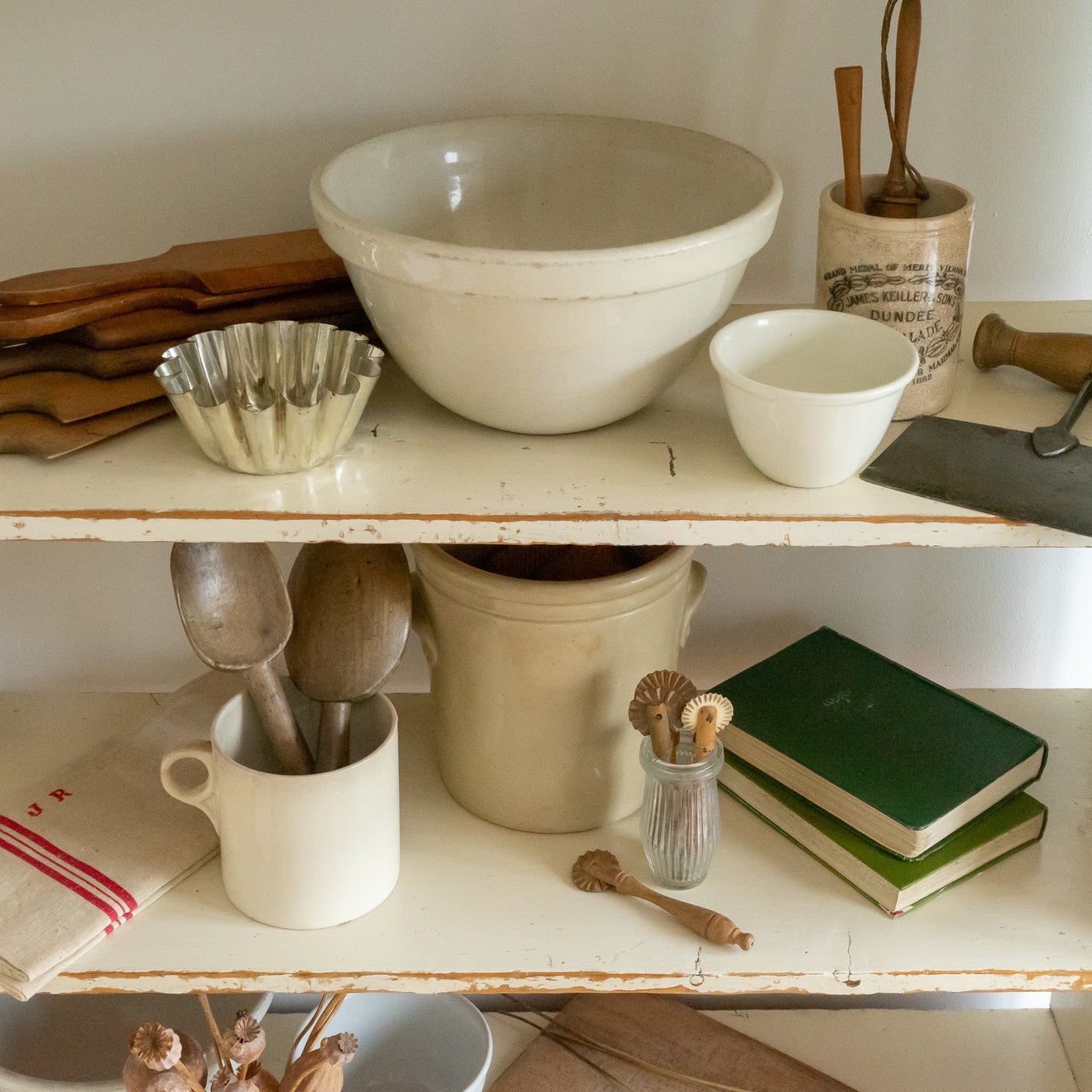 Original Painted Floor Standing Shelf and Drawer Unit
