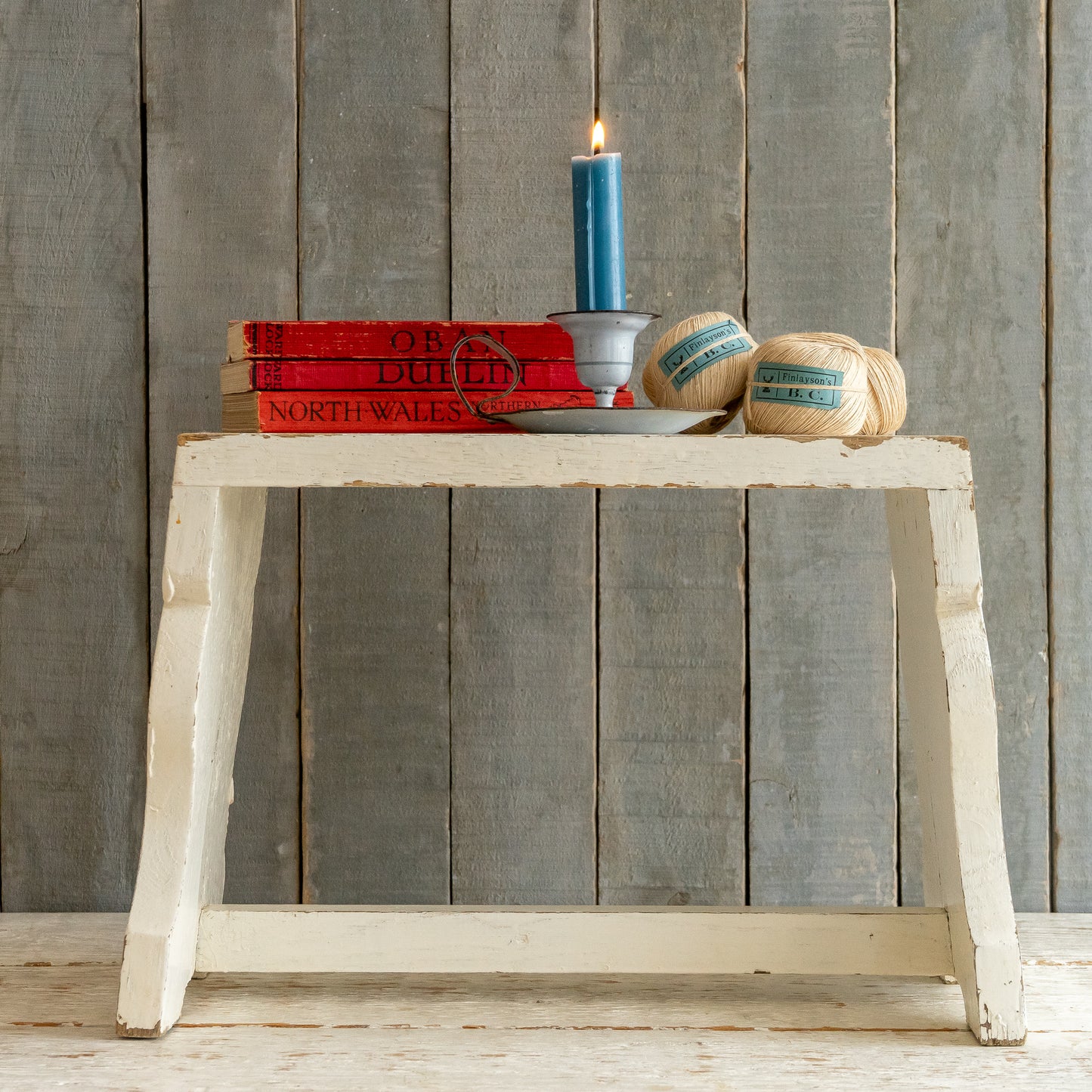 Original Painted White Stool