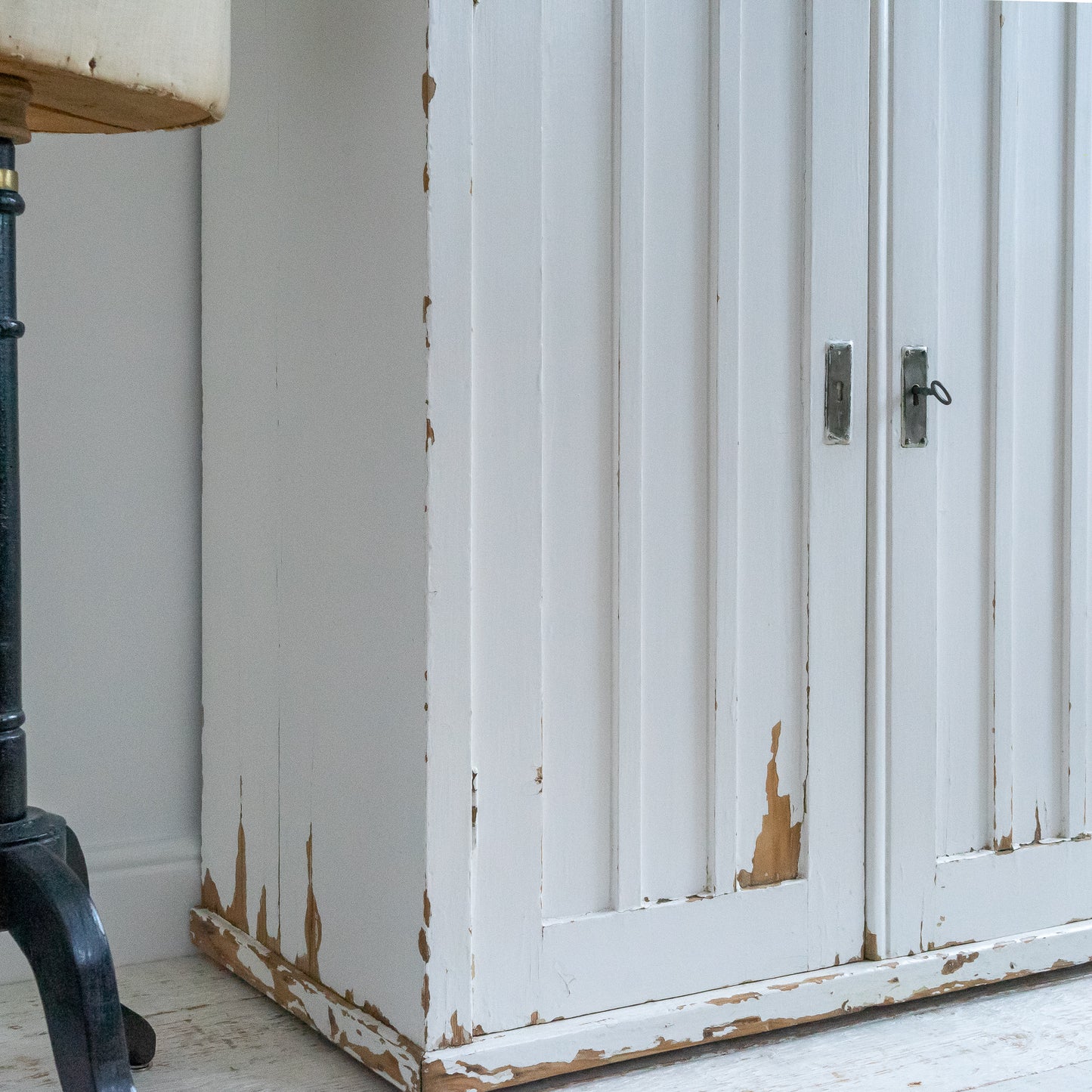 Original White Painted Double Door Cupboard