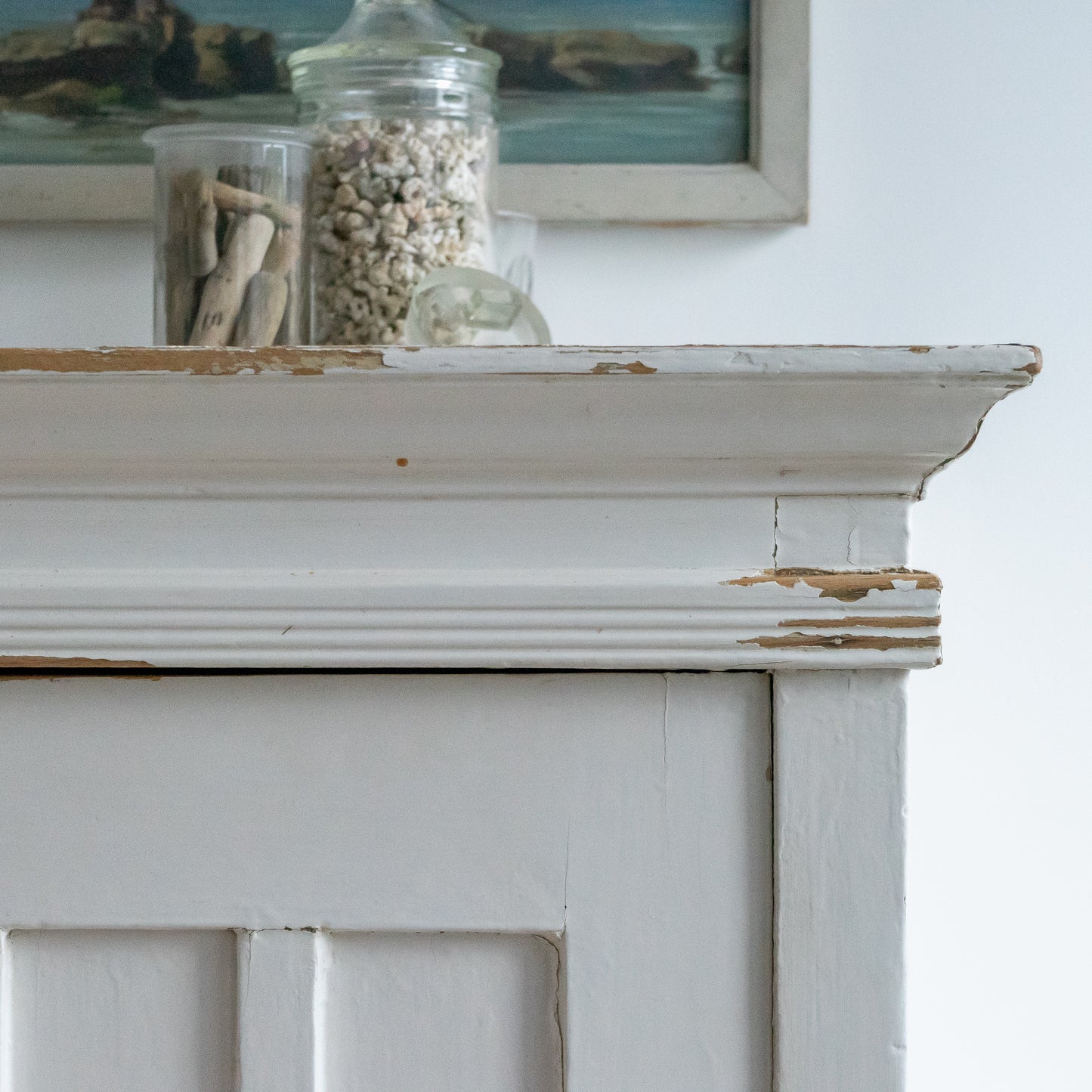 Original White Painted Double Door Cupboard